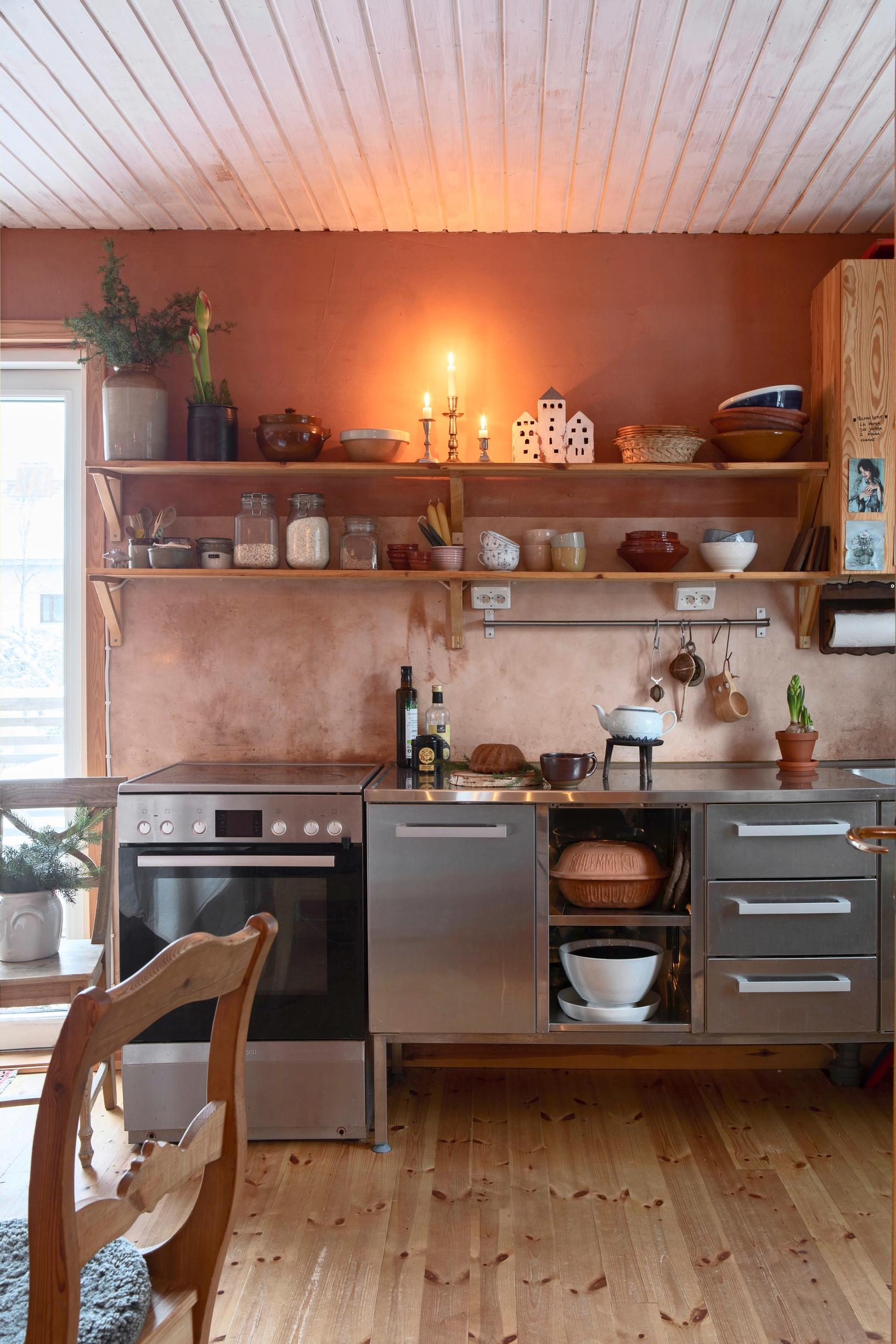 kitchen with steel cabinetry