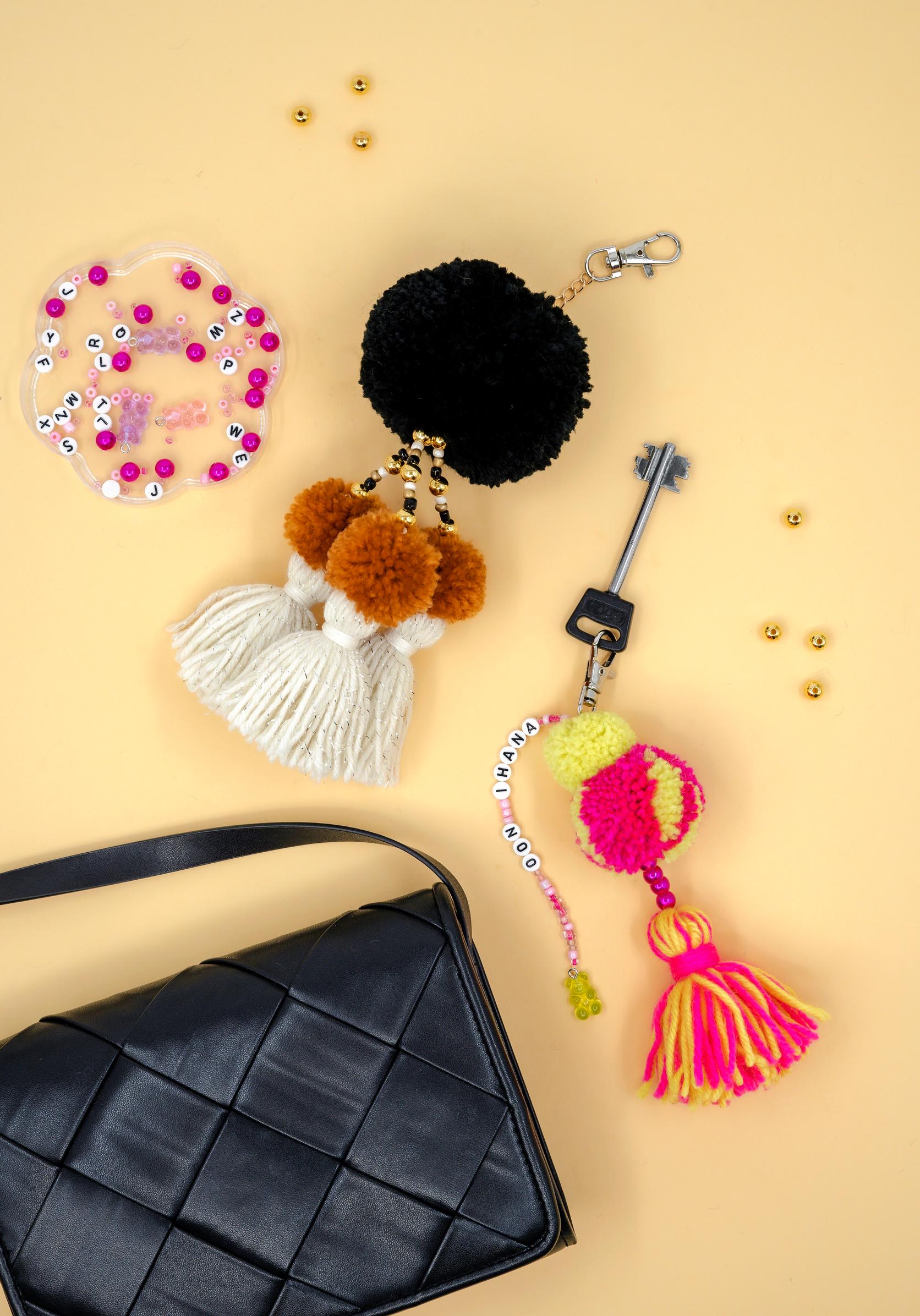 Pom-poms for purses—craft quick and easy bag charms in no time