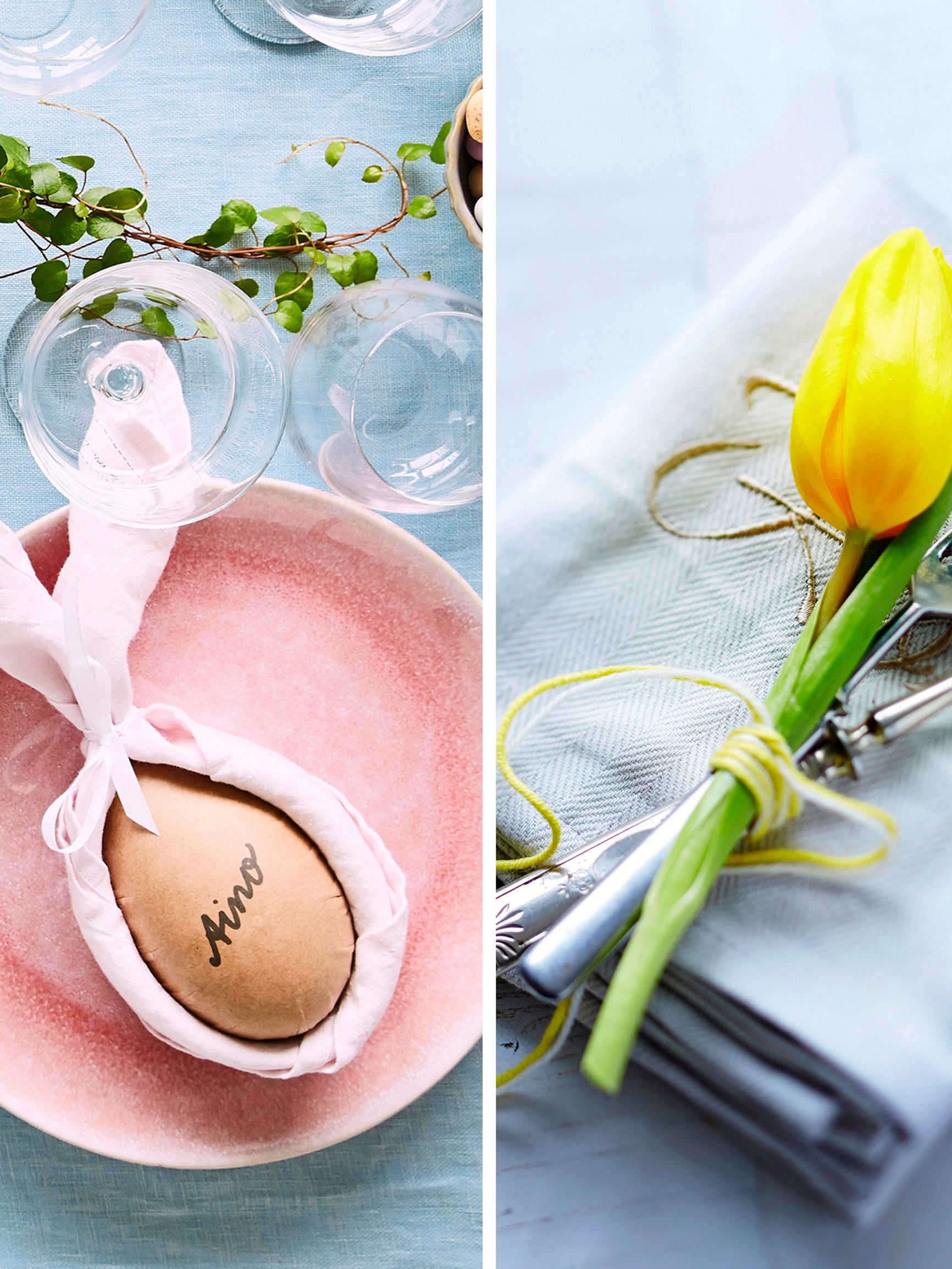 Brighten your Easter table with bunny napkins, an egg carton wreath + 6 more simple Easter table decor ideas