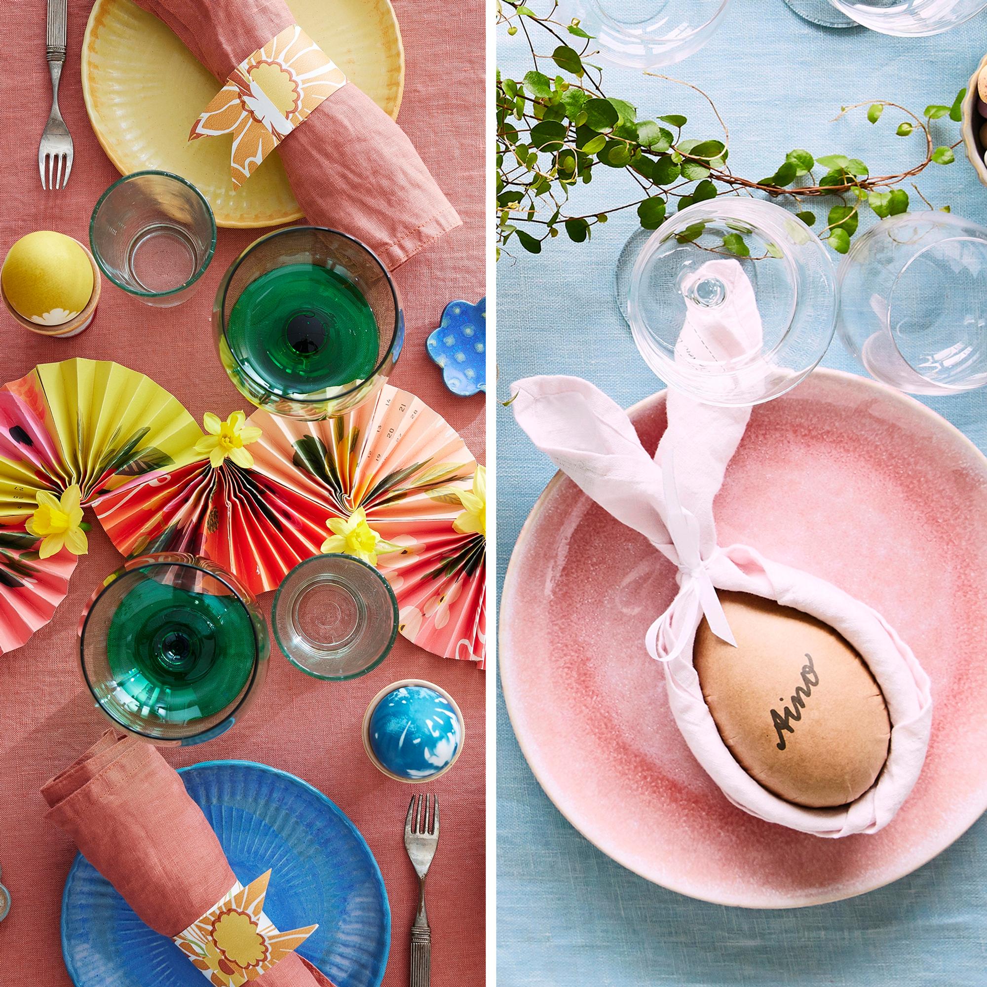 Brighten your Easter table with bunny napkins, an egg carton wreath + 6 more simple Easter table decor ideas