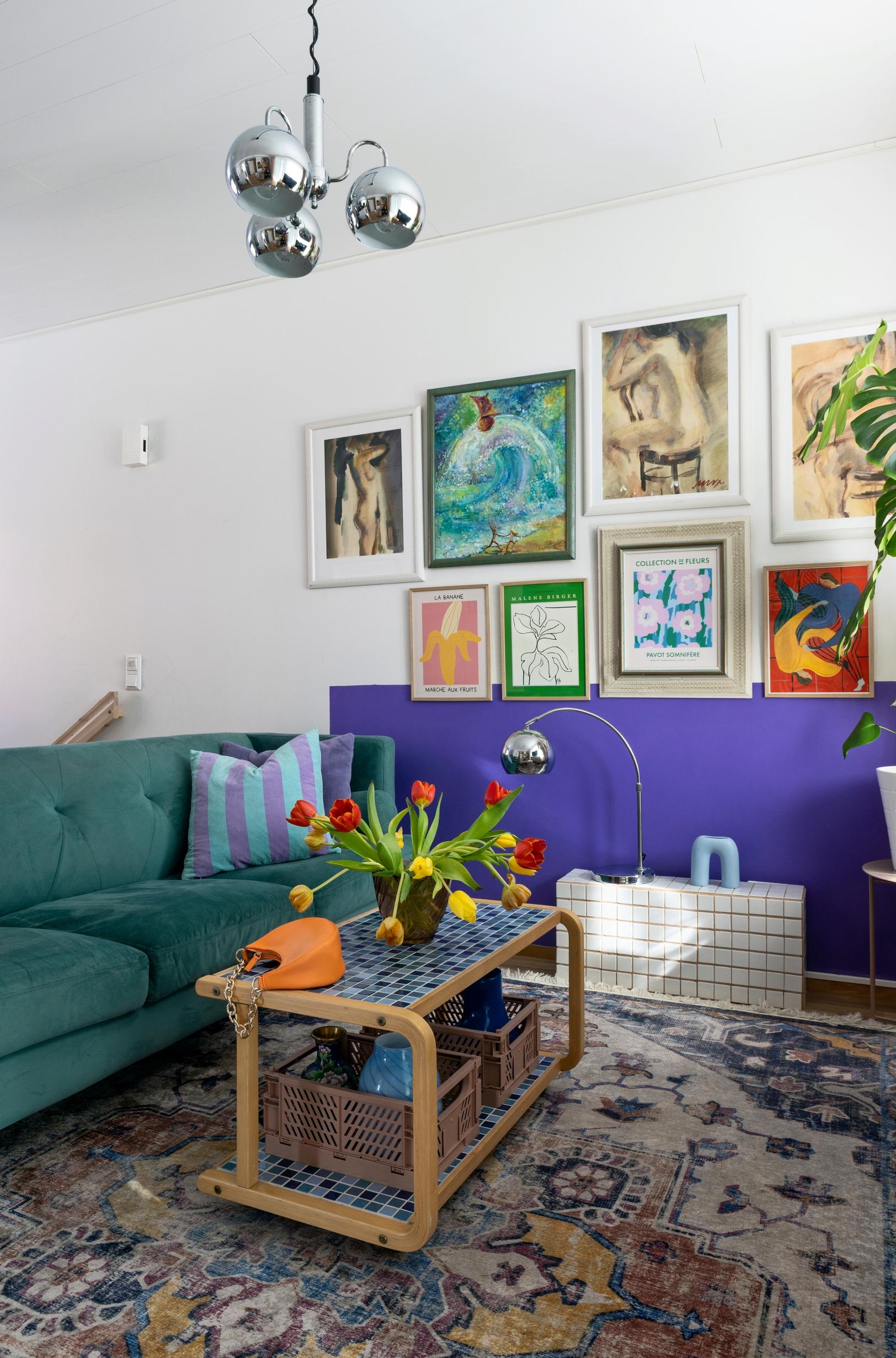 A gallery wall in the living room.
