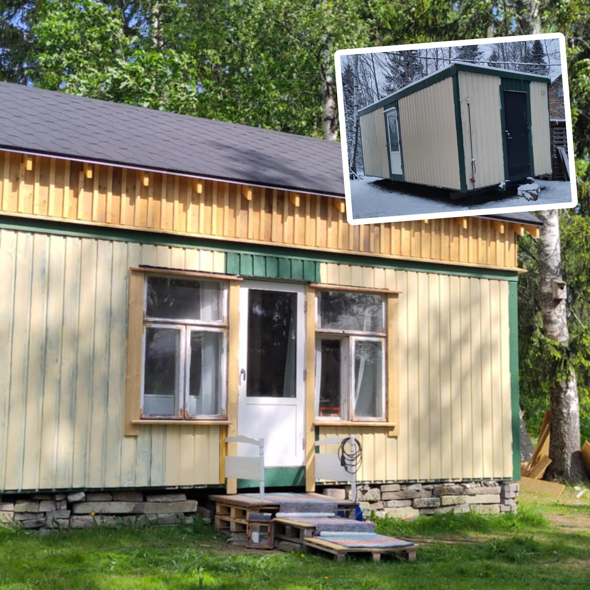 This used to be a moldy office container—now it’s Aamu and Antti’s brilliant backyard office and guest house
