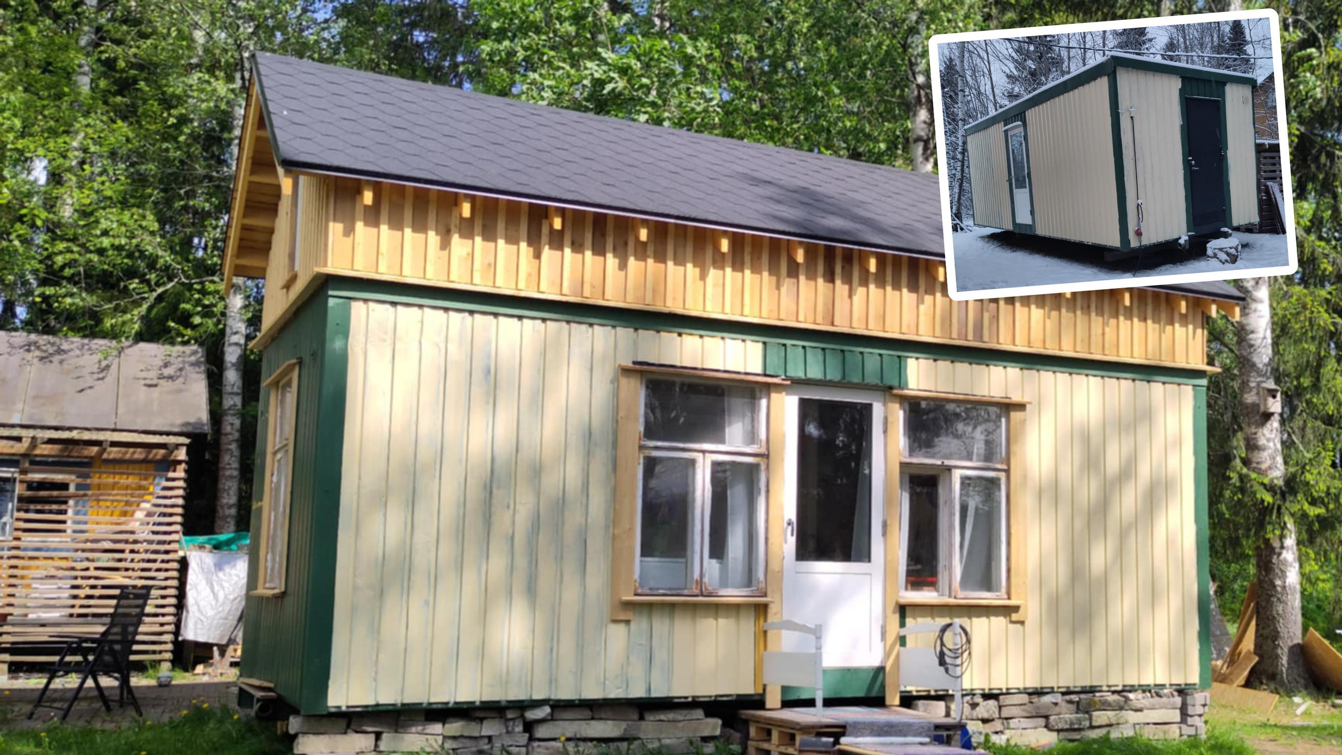 This used to be a moldy office container—now it’s Aamu and Antti’s brilliant backyard office and guest house