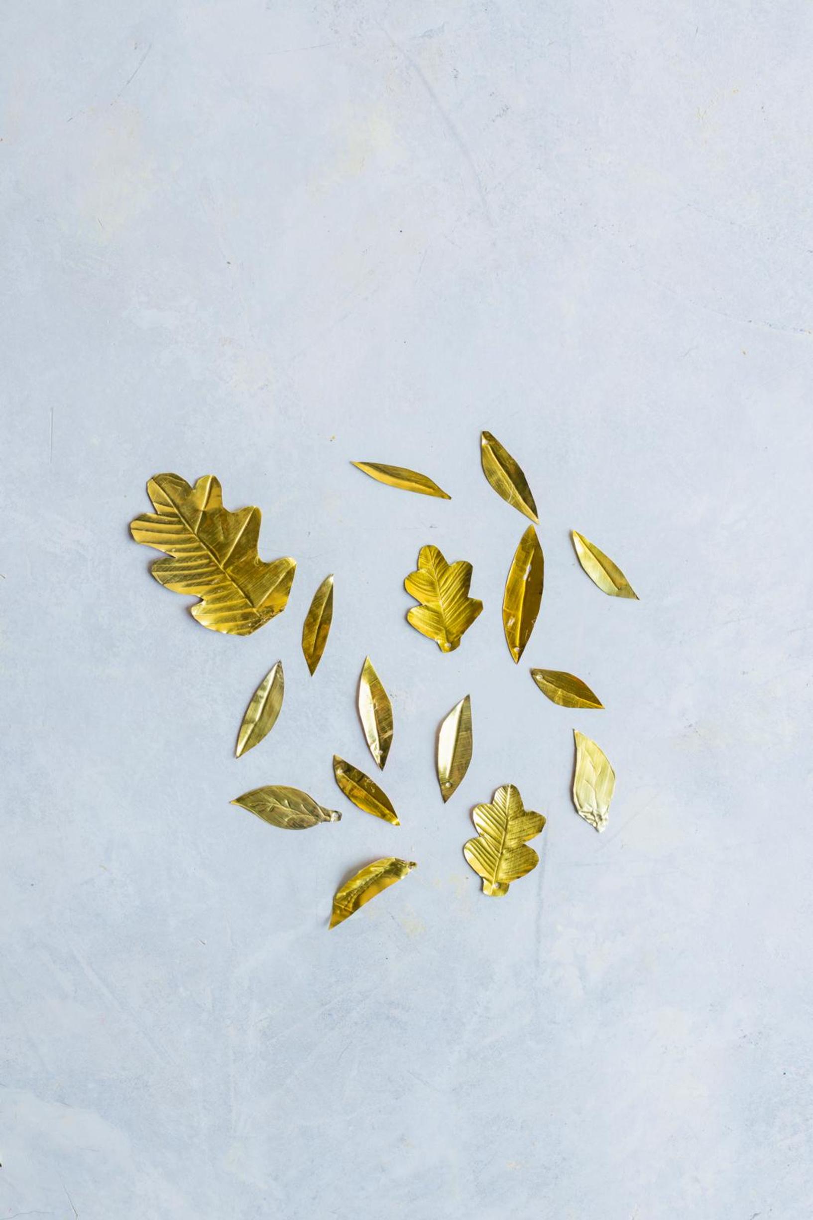 Different leaf shapes made from a tomato paste tube.