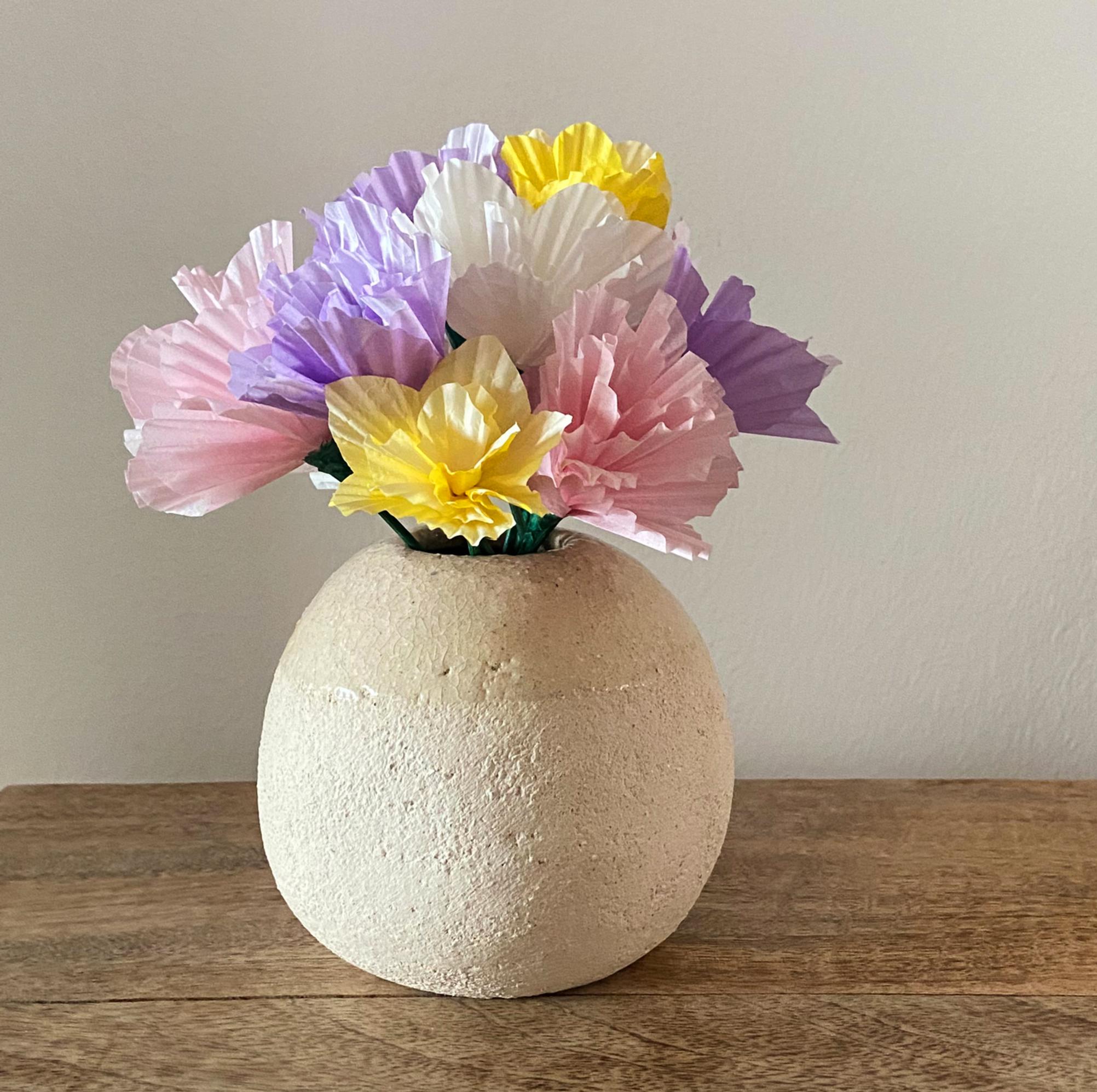 Fold, cut, tape! Make easy paper flowers with muffin liners