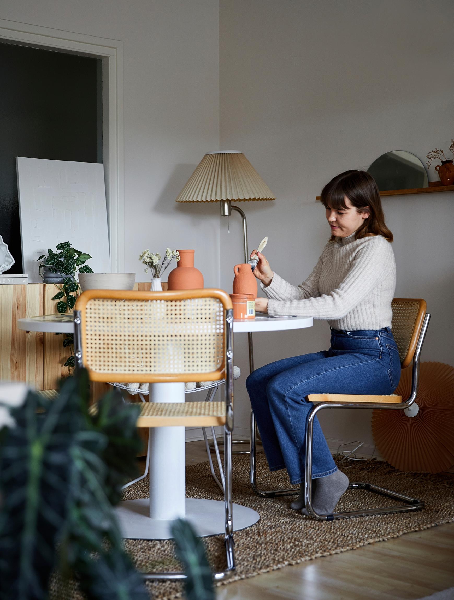 Laura Luoto at the dining table