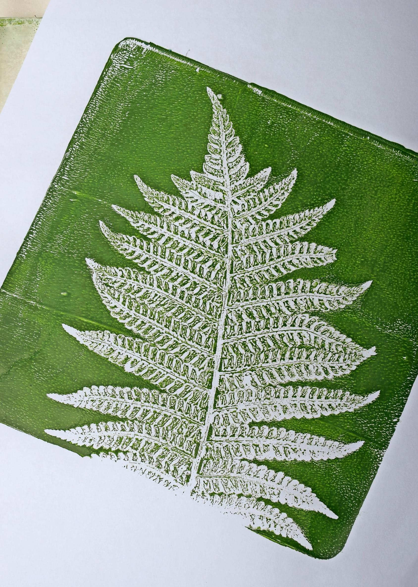 Gelli-printed botanical motif