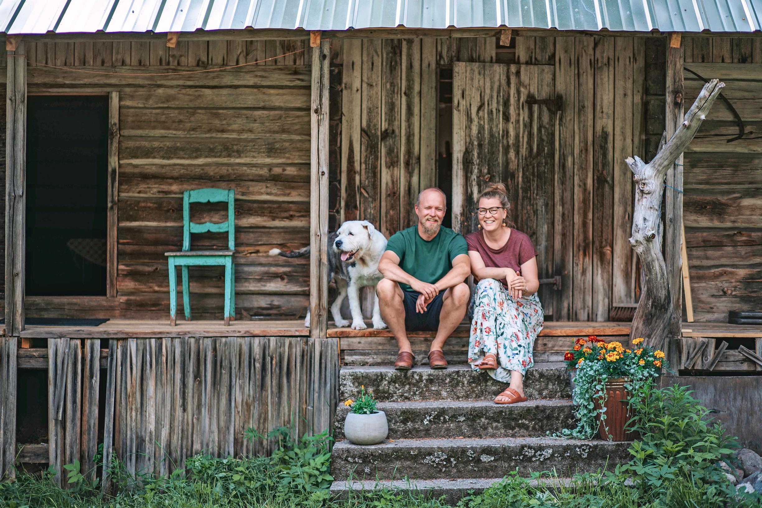 Asta and Ilkka with their dog Tellu