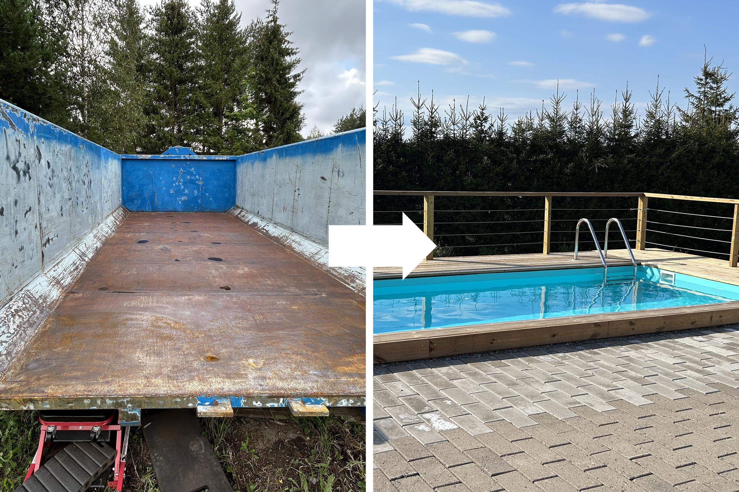 This swimming pool used to be a dumpster! See how Laura and Tomi pulled it off