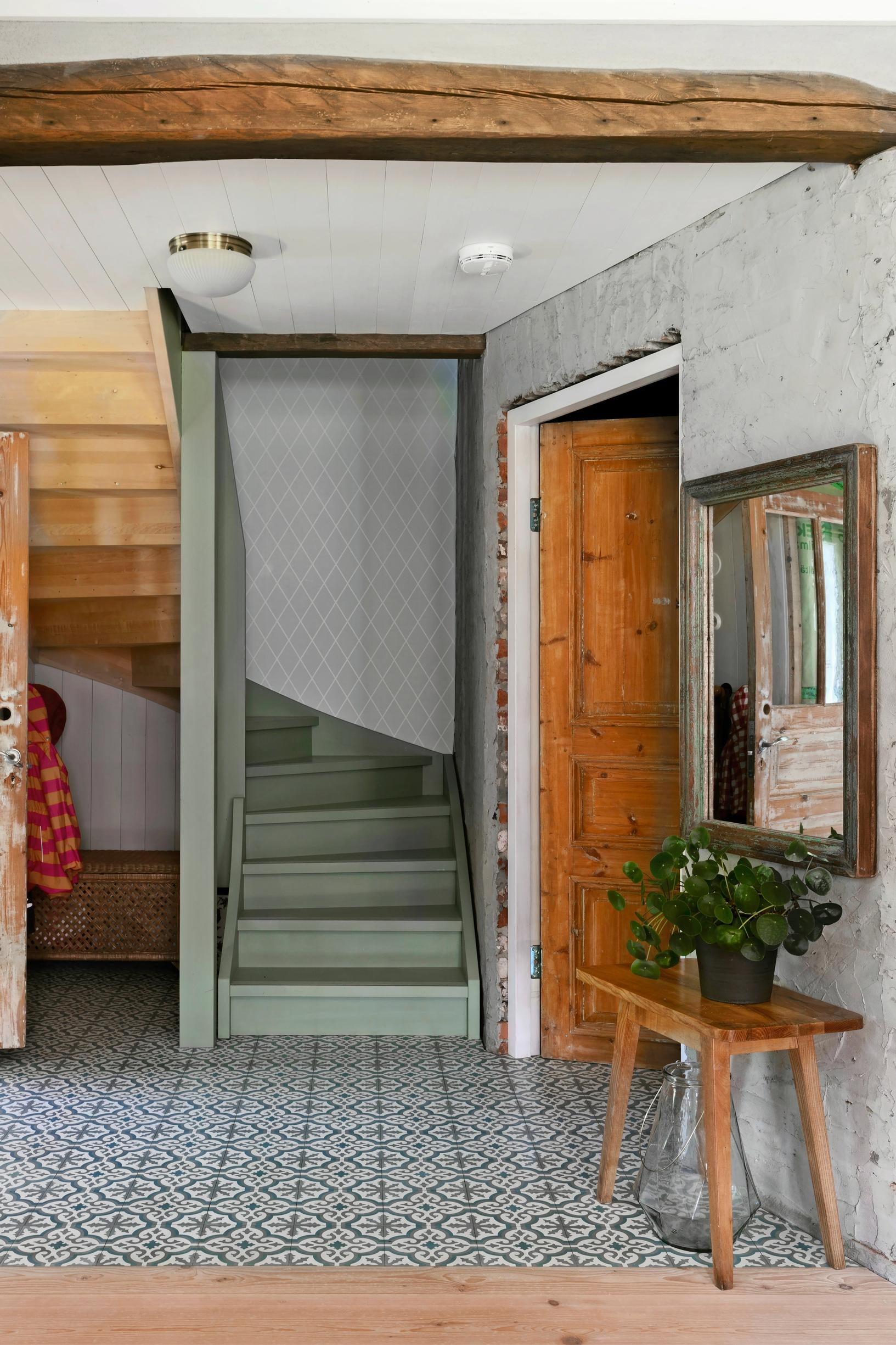 Stairs painted green