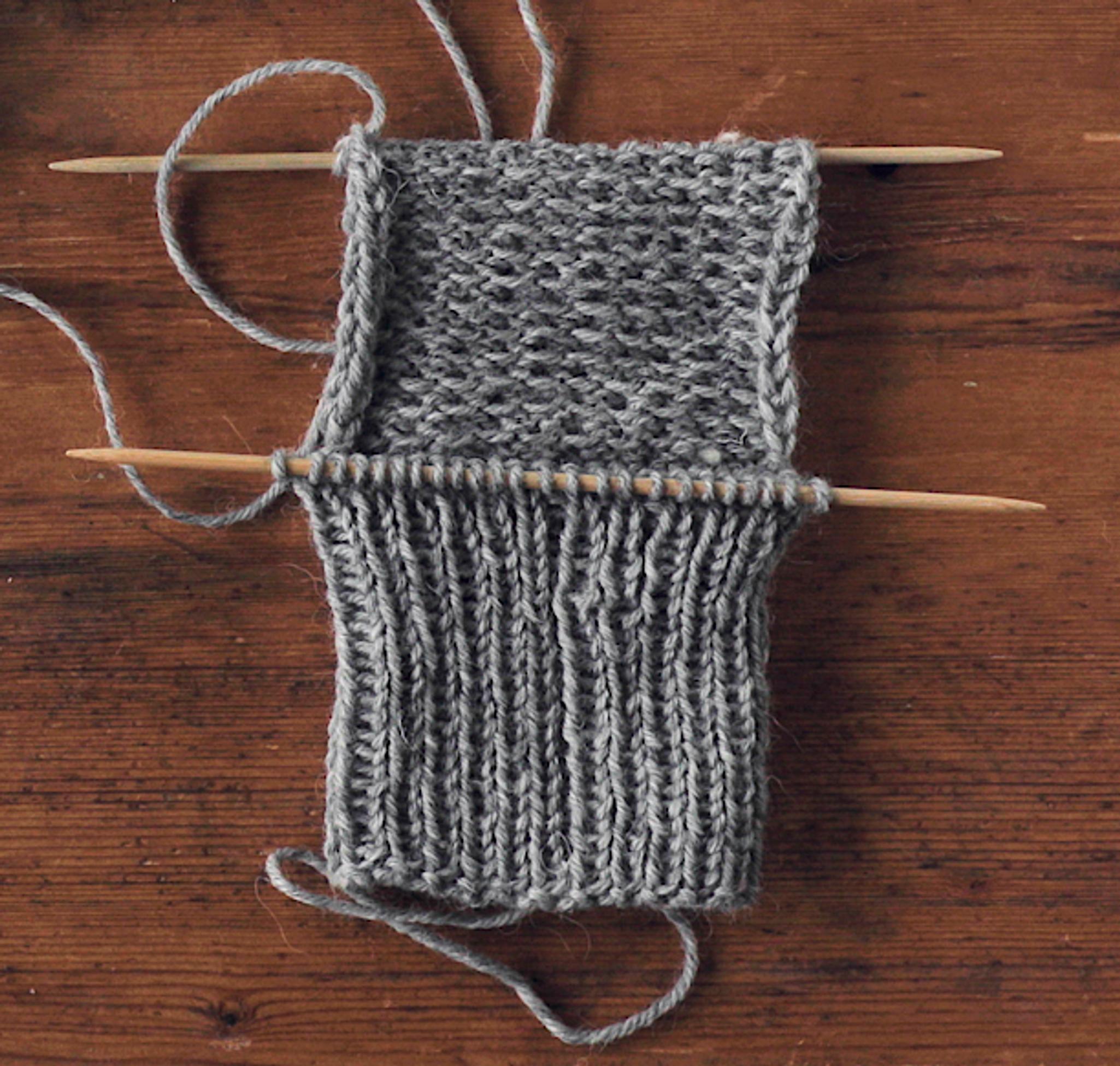 how to knit a sock heel: The wrong side of the reinforced heel flap