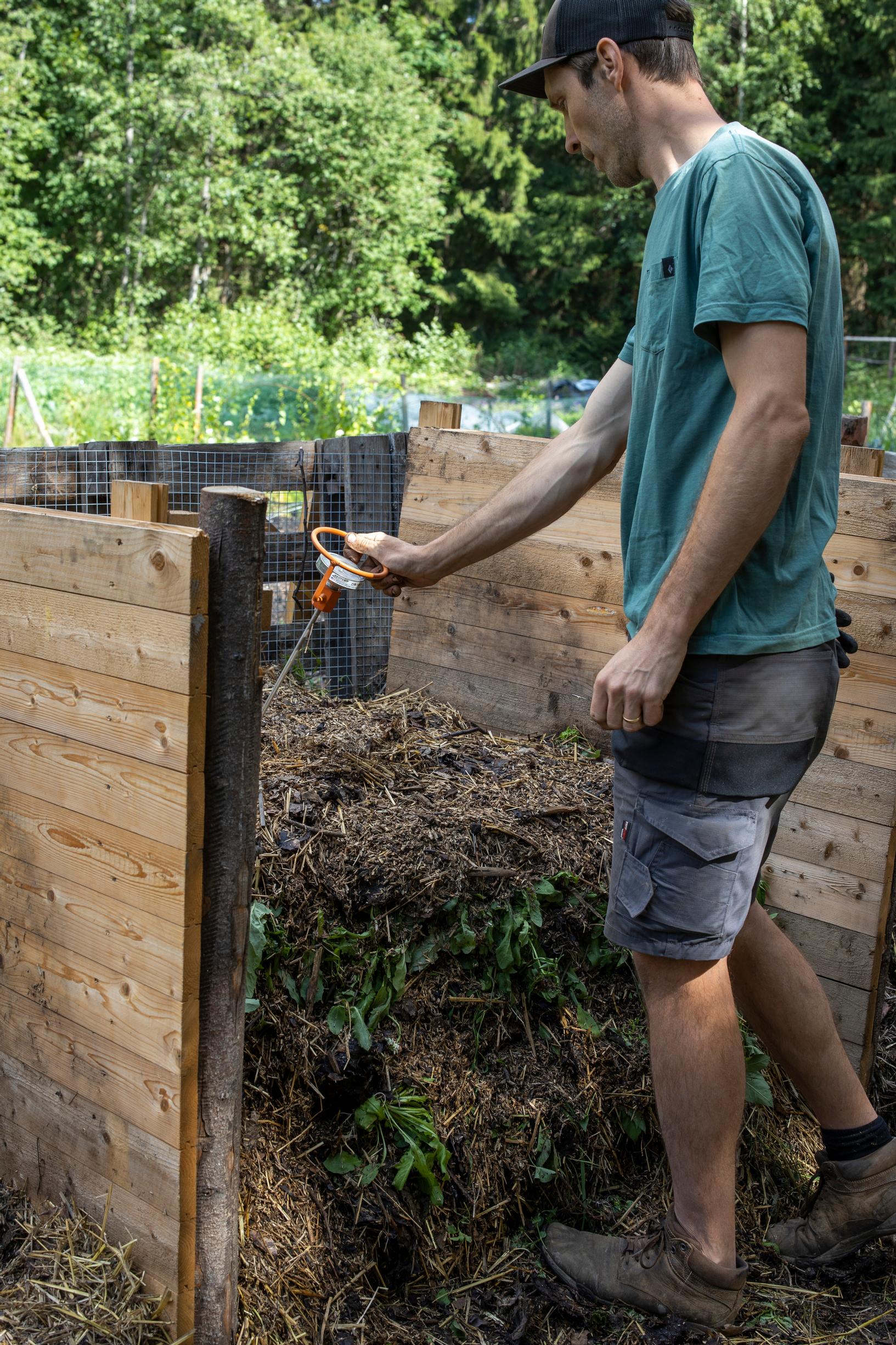 Monitor the compost temperature
