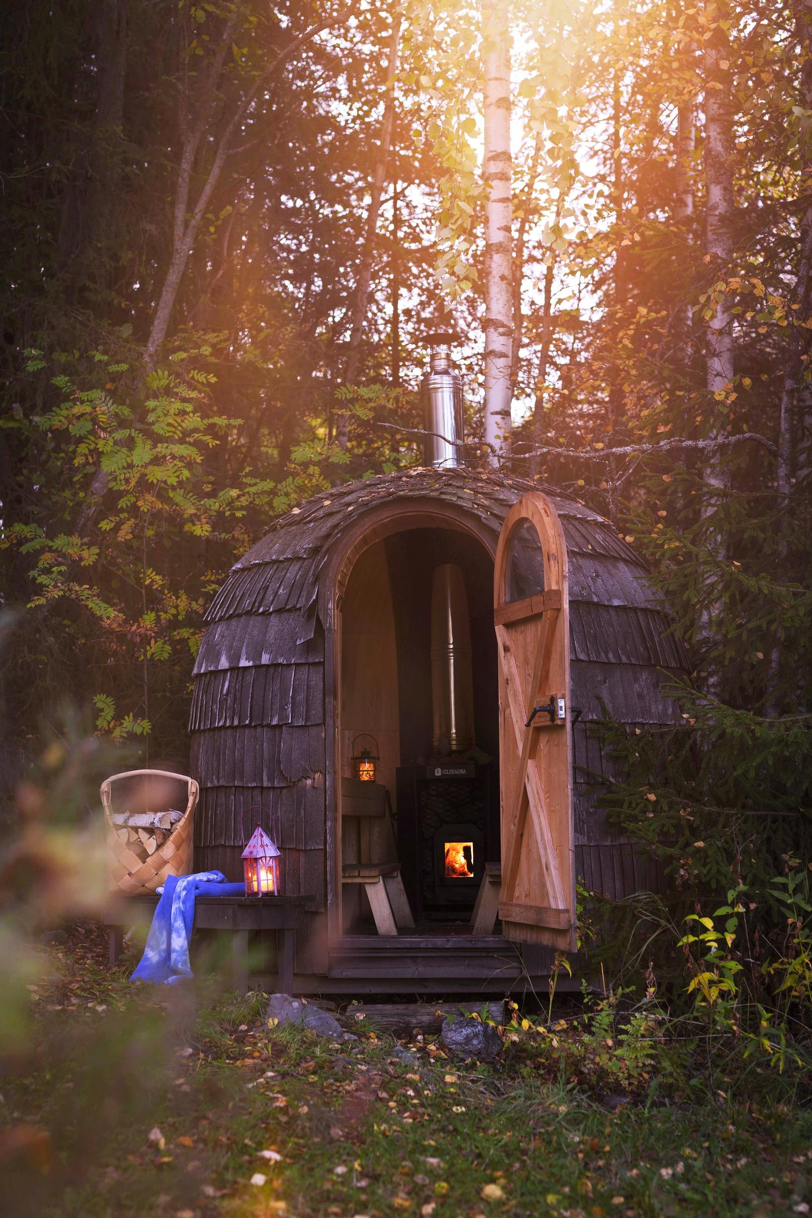 Estonian igloo sauna at the forest edge