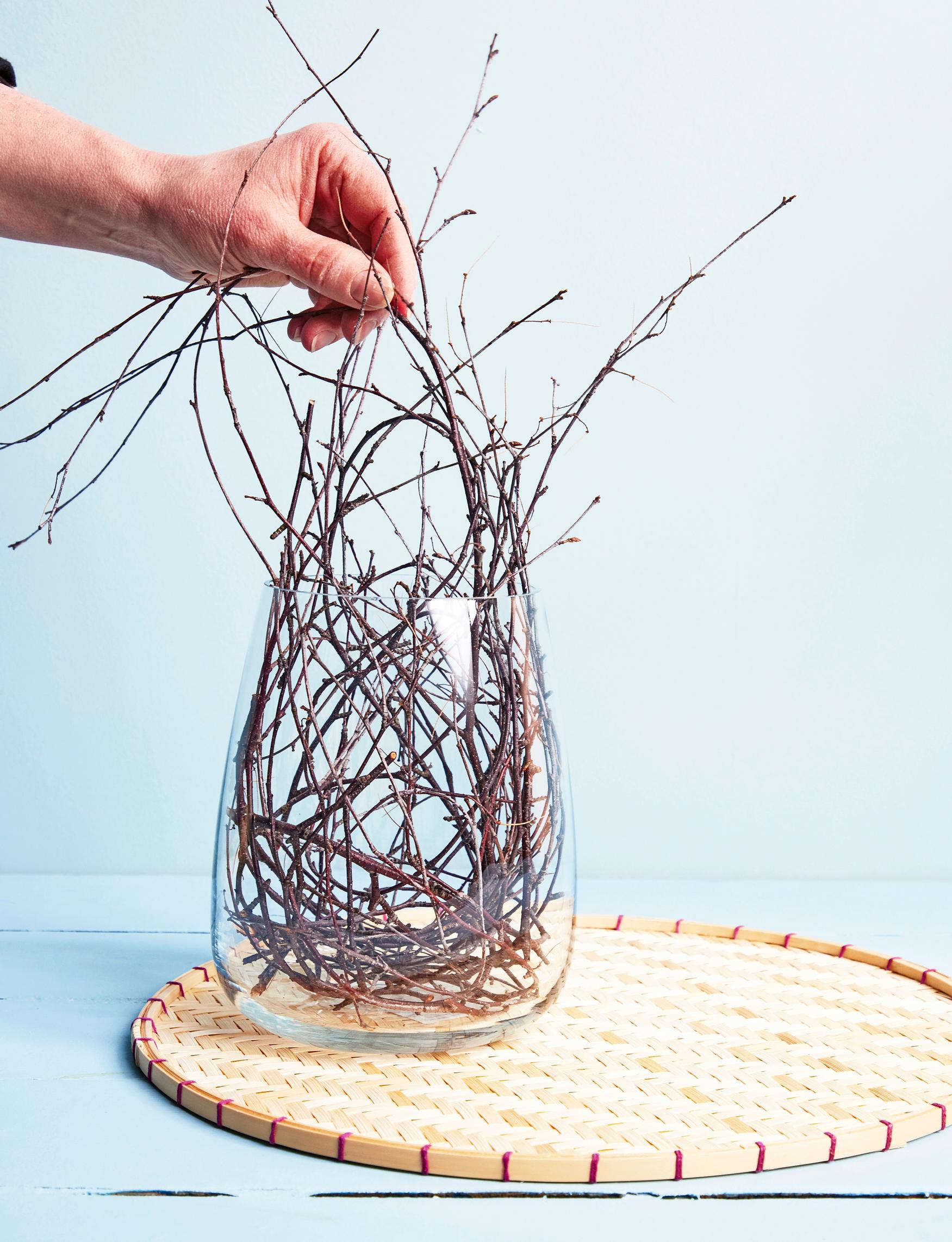 Twig base in the vase