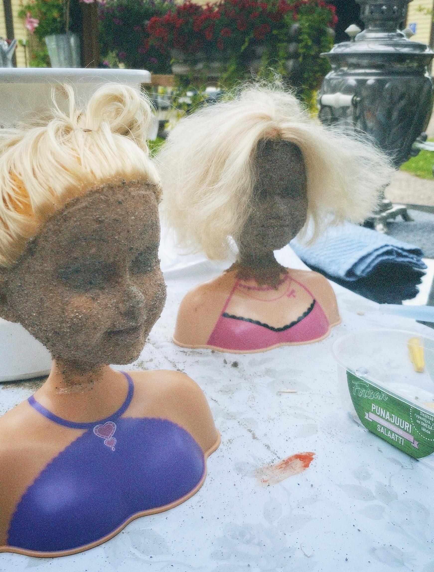 The residents of the ruin garden were created from makeup heads.