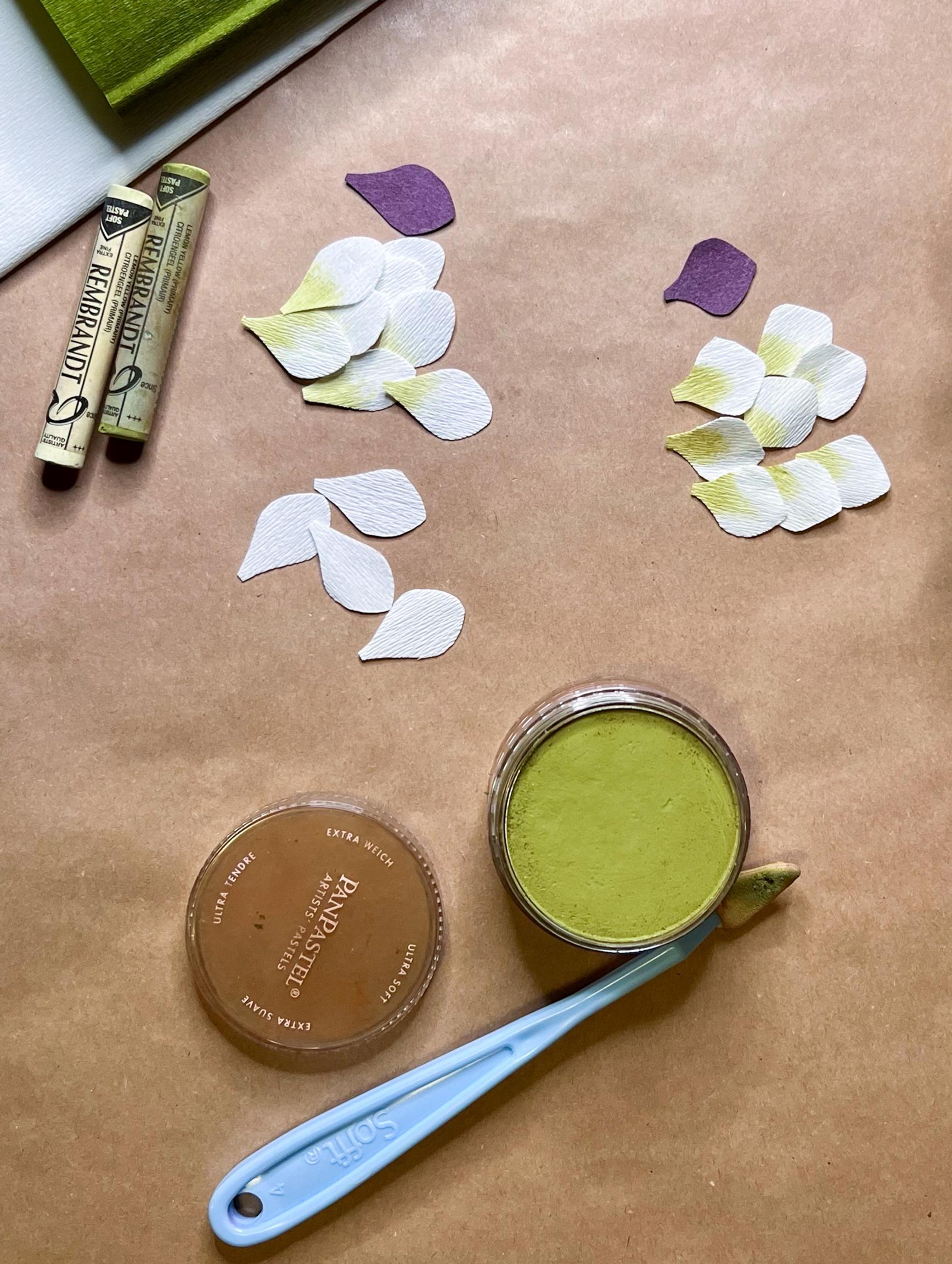 Coloring paper hydrangea petals