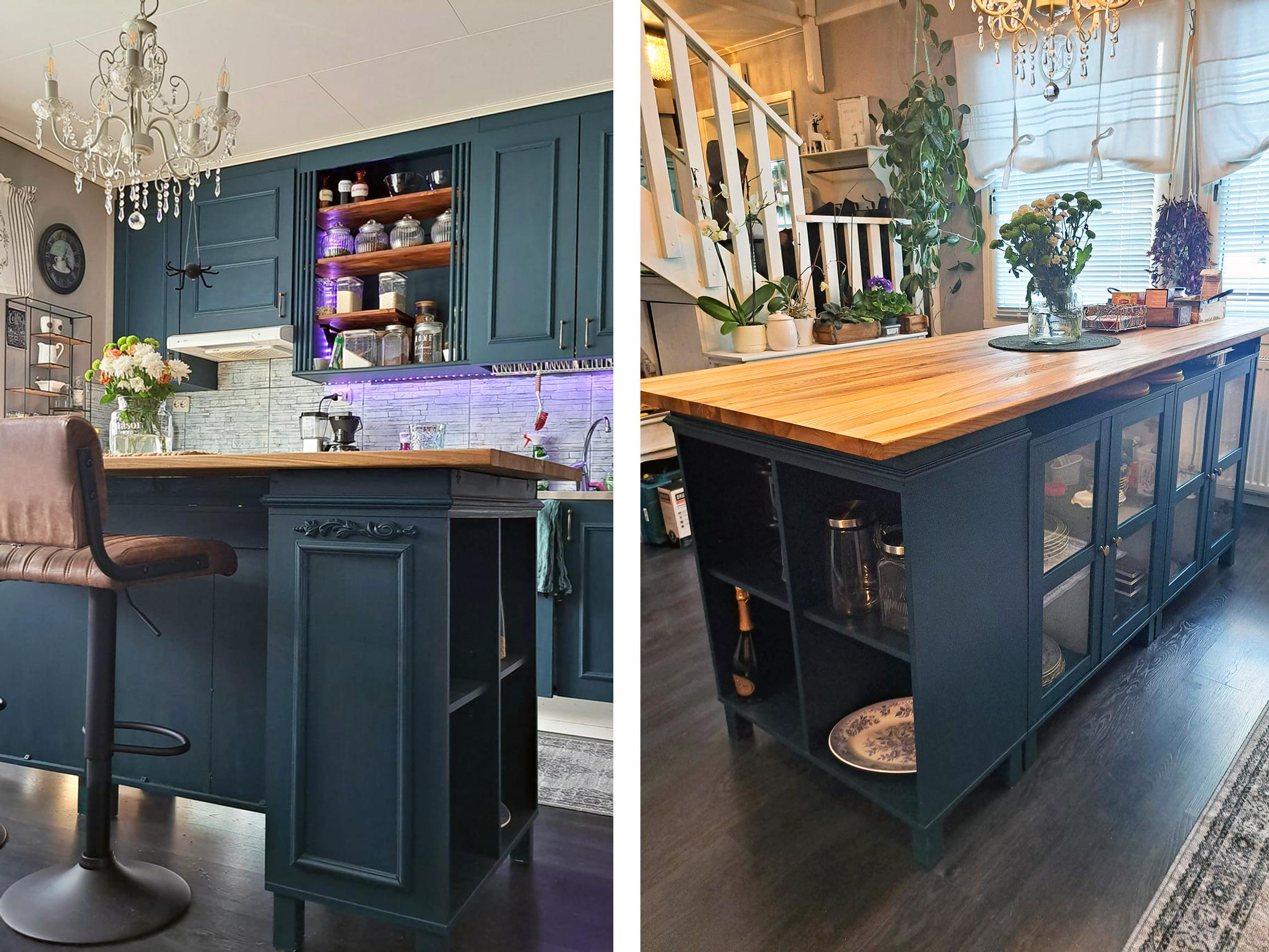 Worn-out display cabinets reborn: Riikka builds a stylish kitchen island on a budget