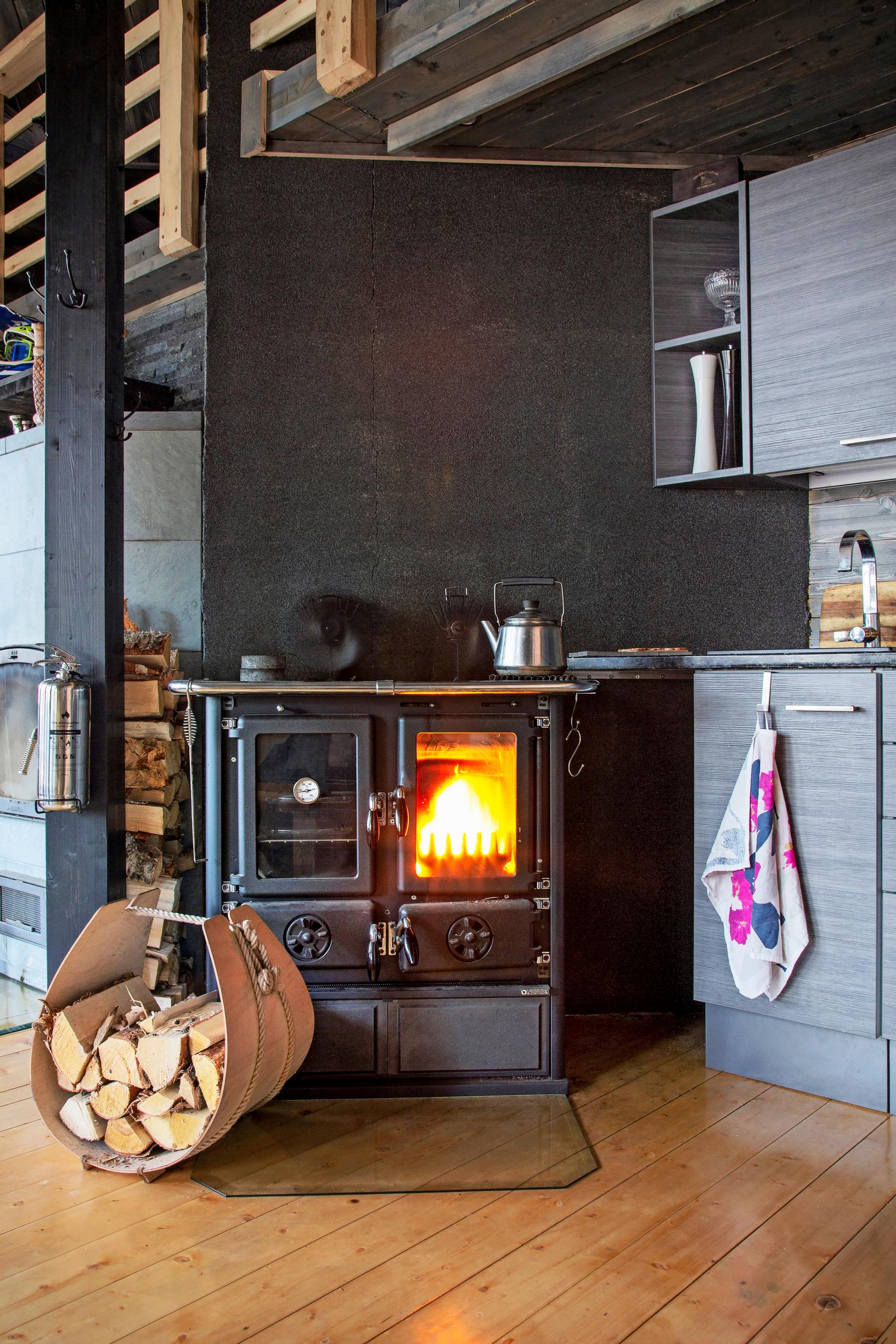 Fireplace in the wilderness cabin