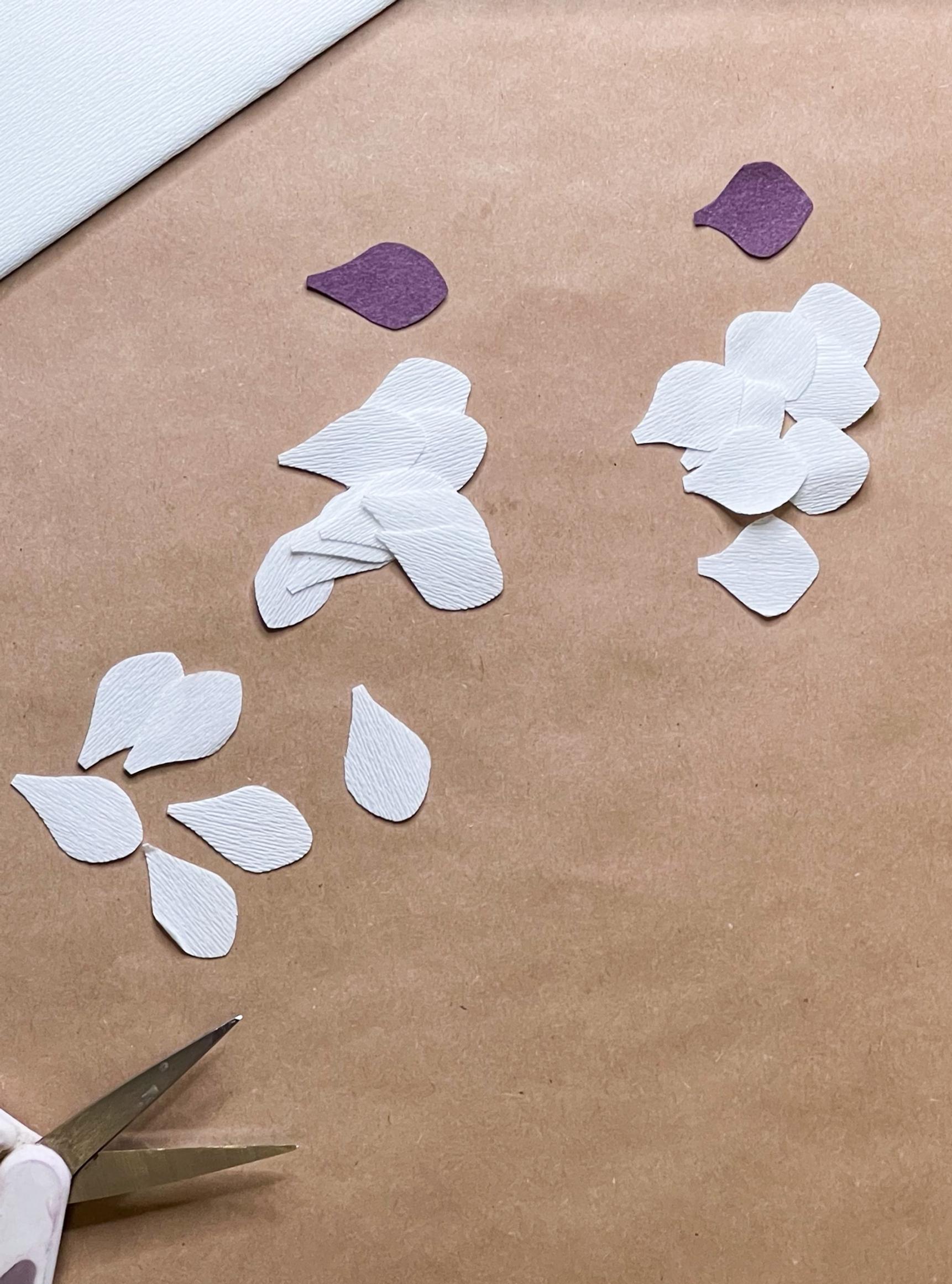 Paper hydrangea petals