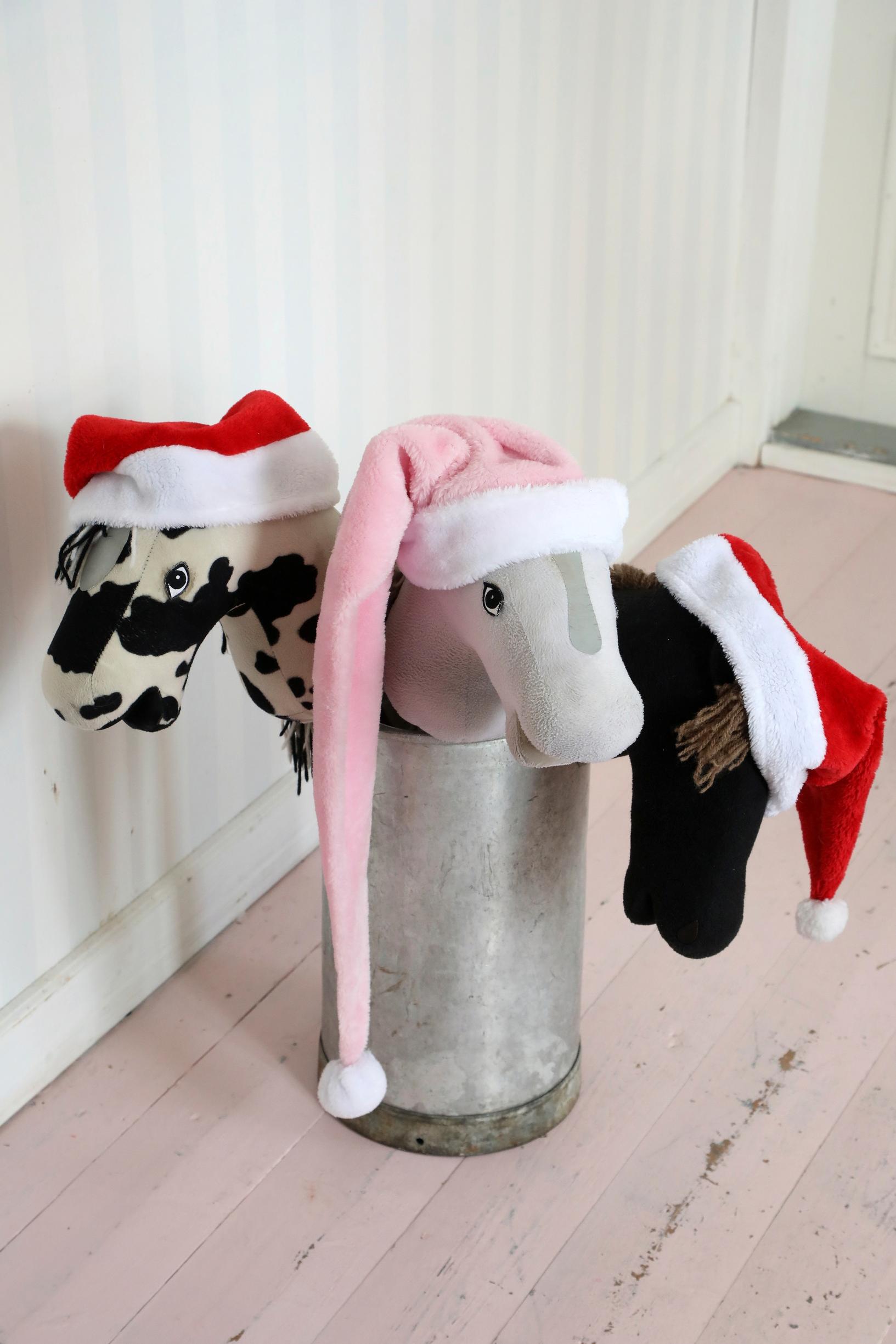 Hobbyhorses decorated with elf hats