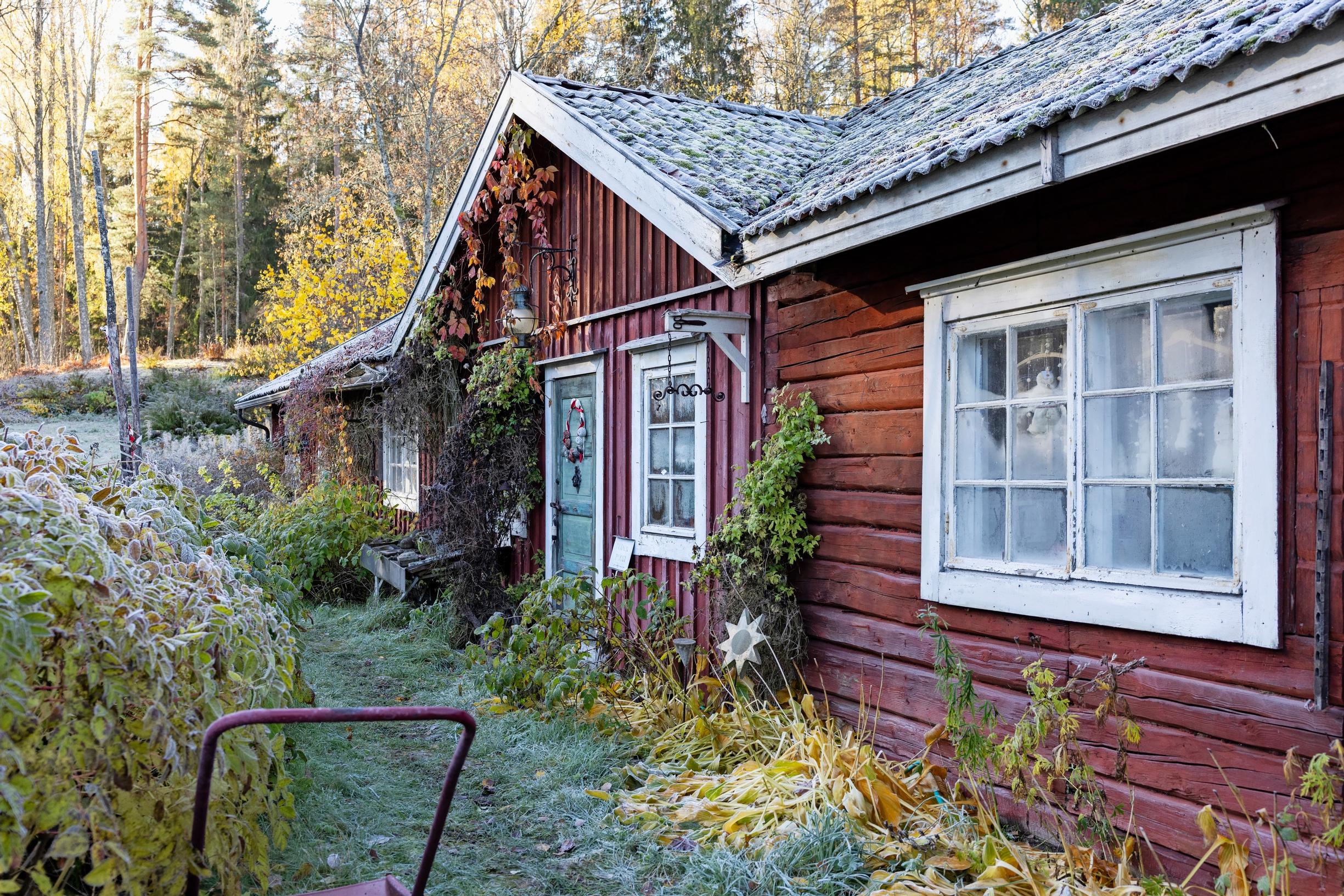 An old outbuilding painted red.
