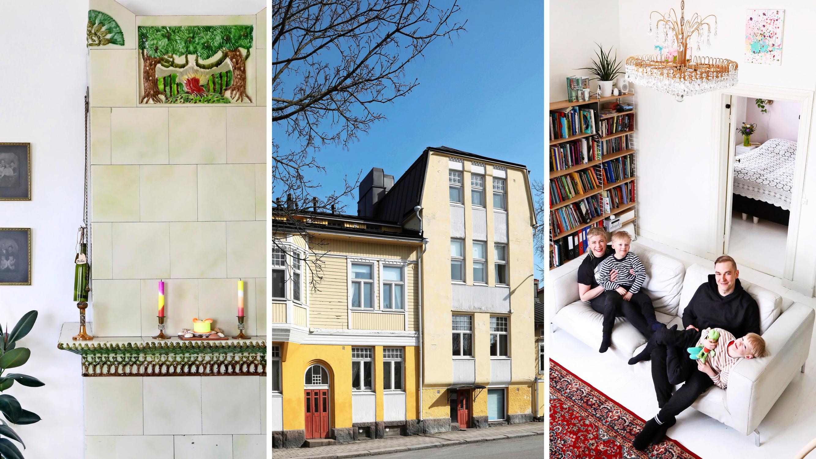 An old paper merchant’s apartment felt small, but its tiled stoves and bright bay window charmed Riika and Mikko—then they found extra space in the attic