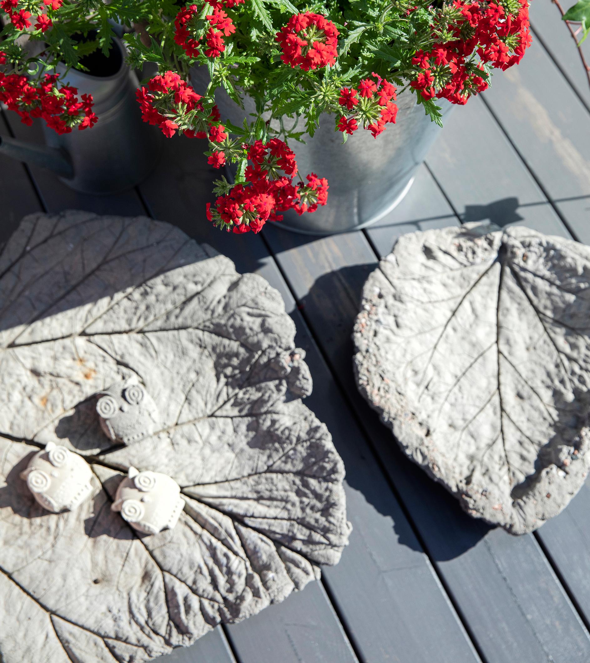 Concrete rhubarb leaves make beautiful, rustic garden ornaments—here’s how to make your own!