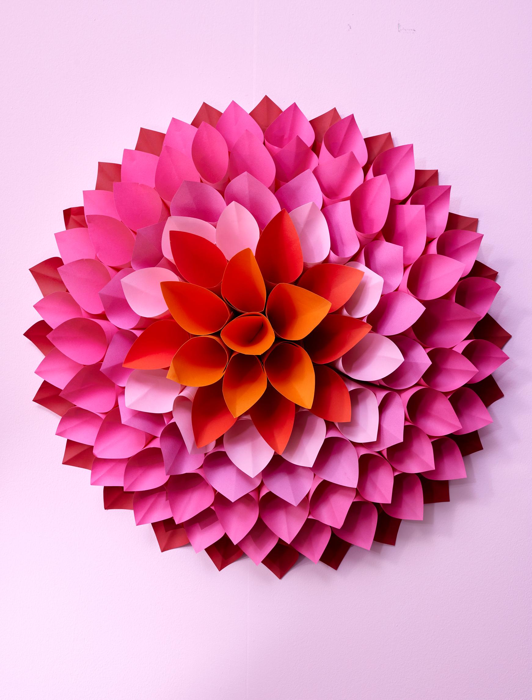 Paper dahlia in pink and orange hues