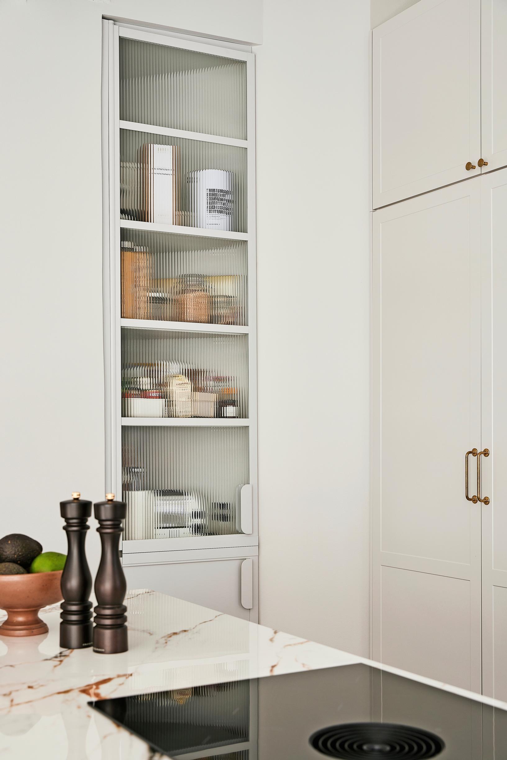 A handy, small pantry in the corner of the kitchen