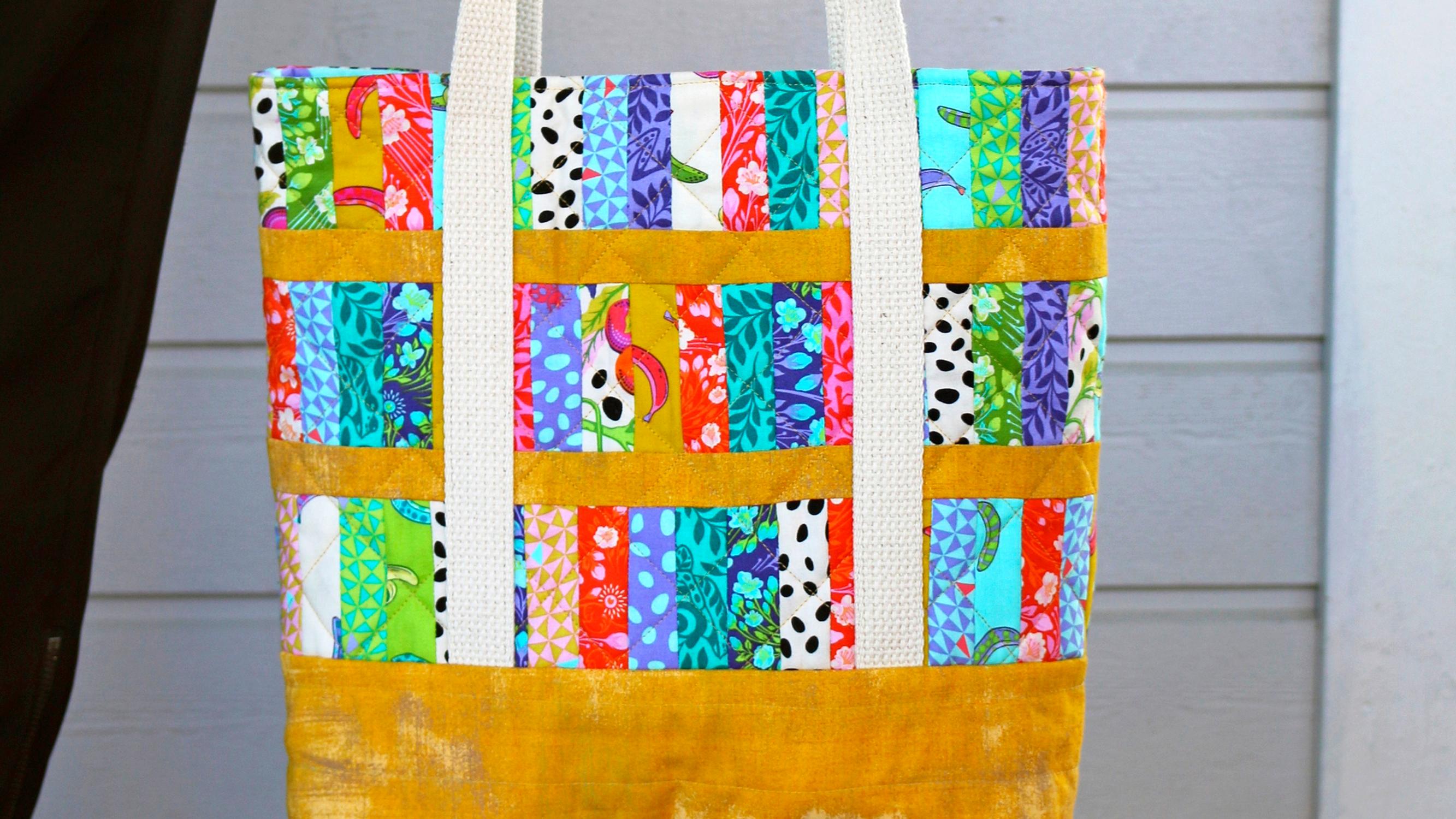 DIY patchwork bag—use leftover scraps to create a bright, cheerful surface