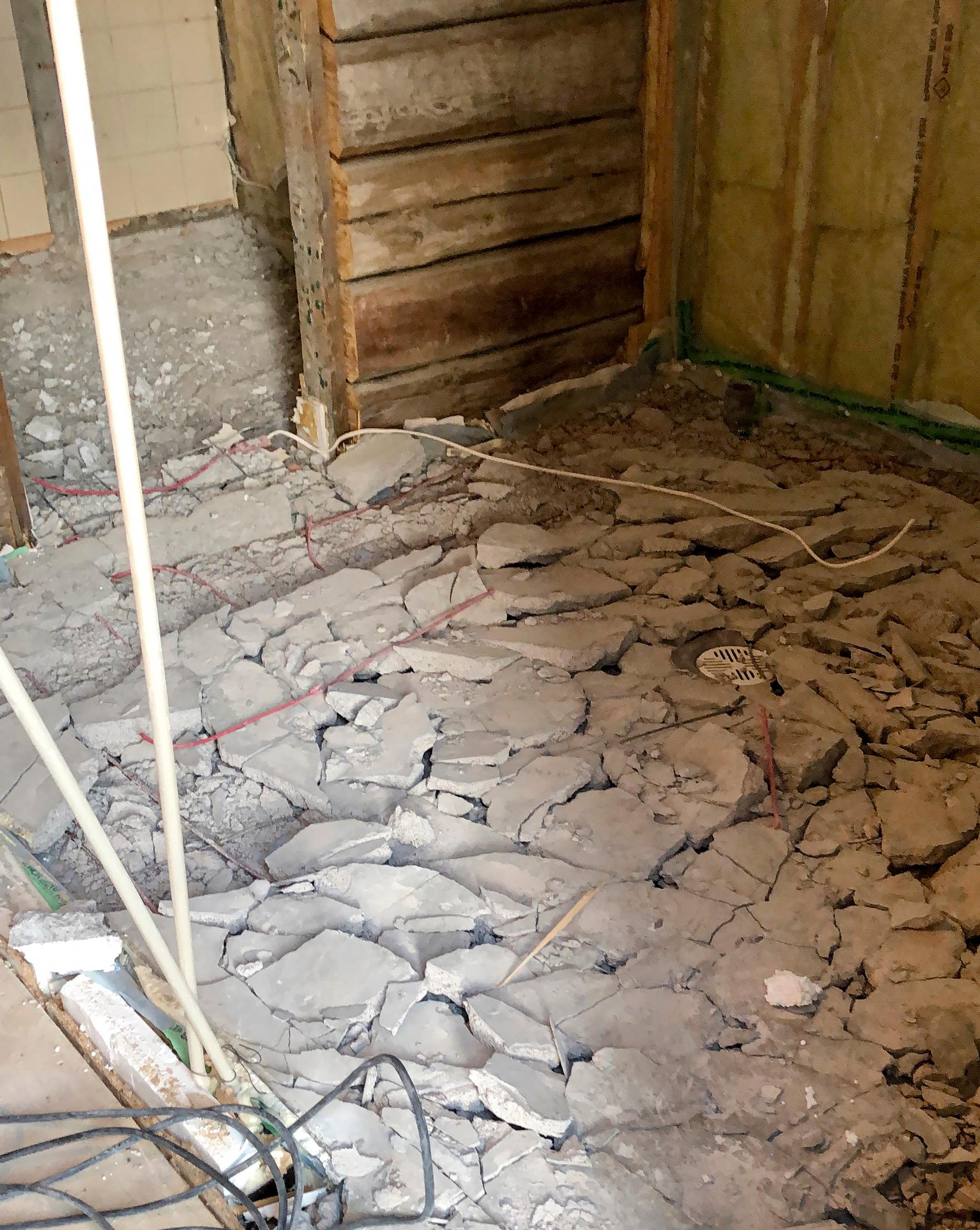 The floor after jackhammering