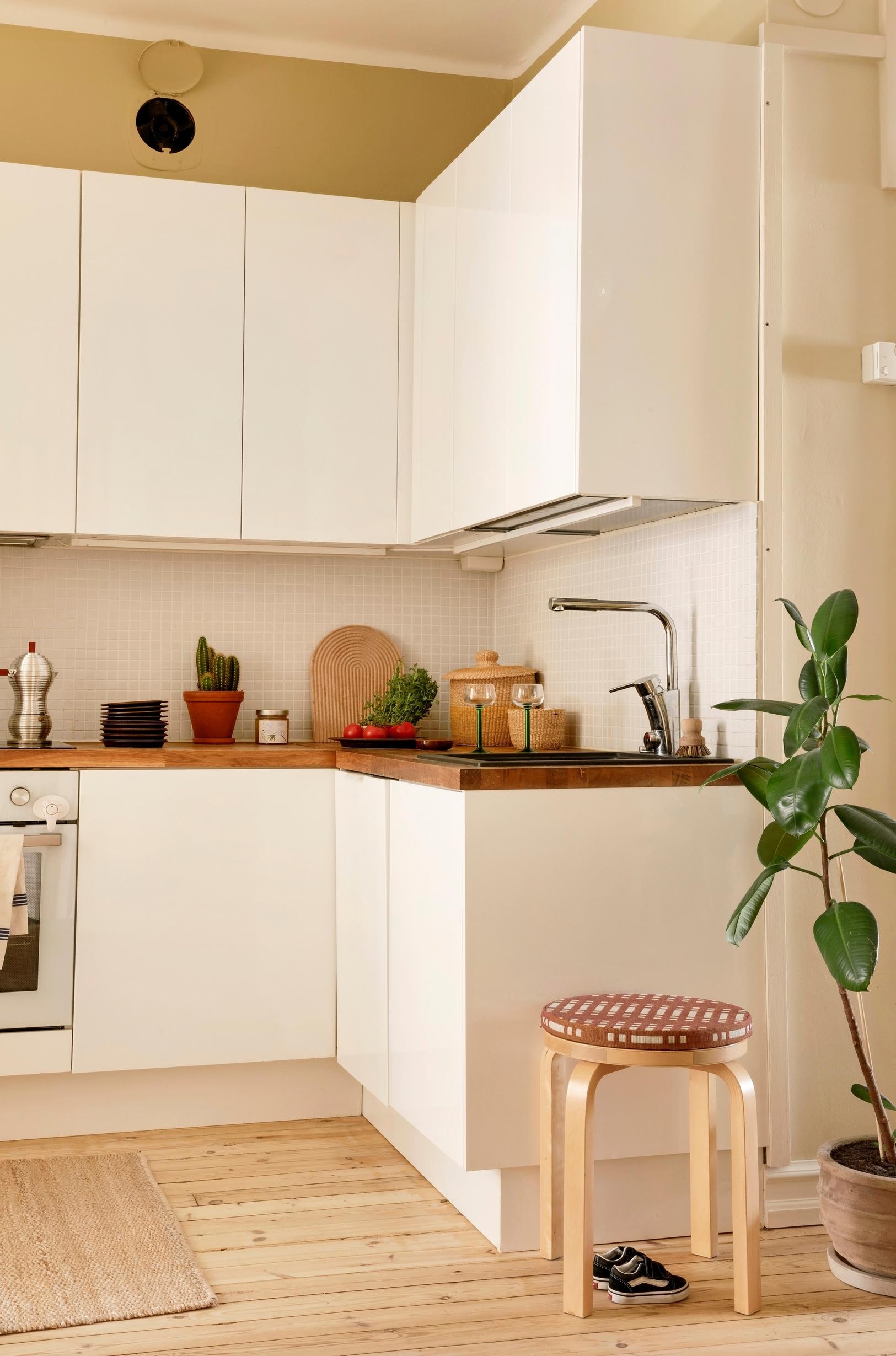 The kitchen is light.