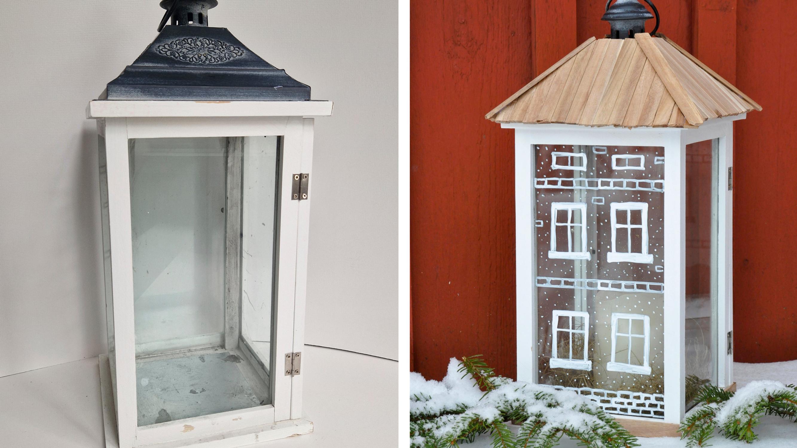 Light up the night: upcycle an old lantern into a light up house