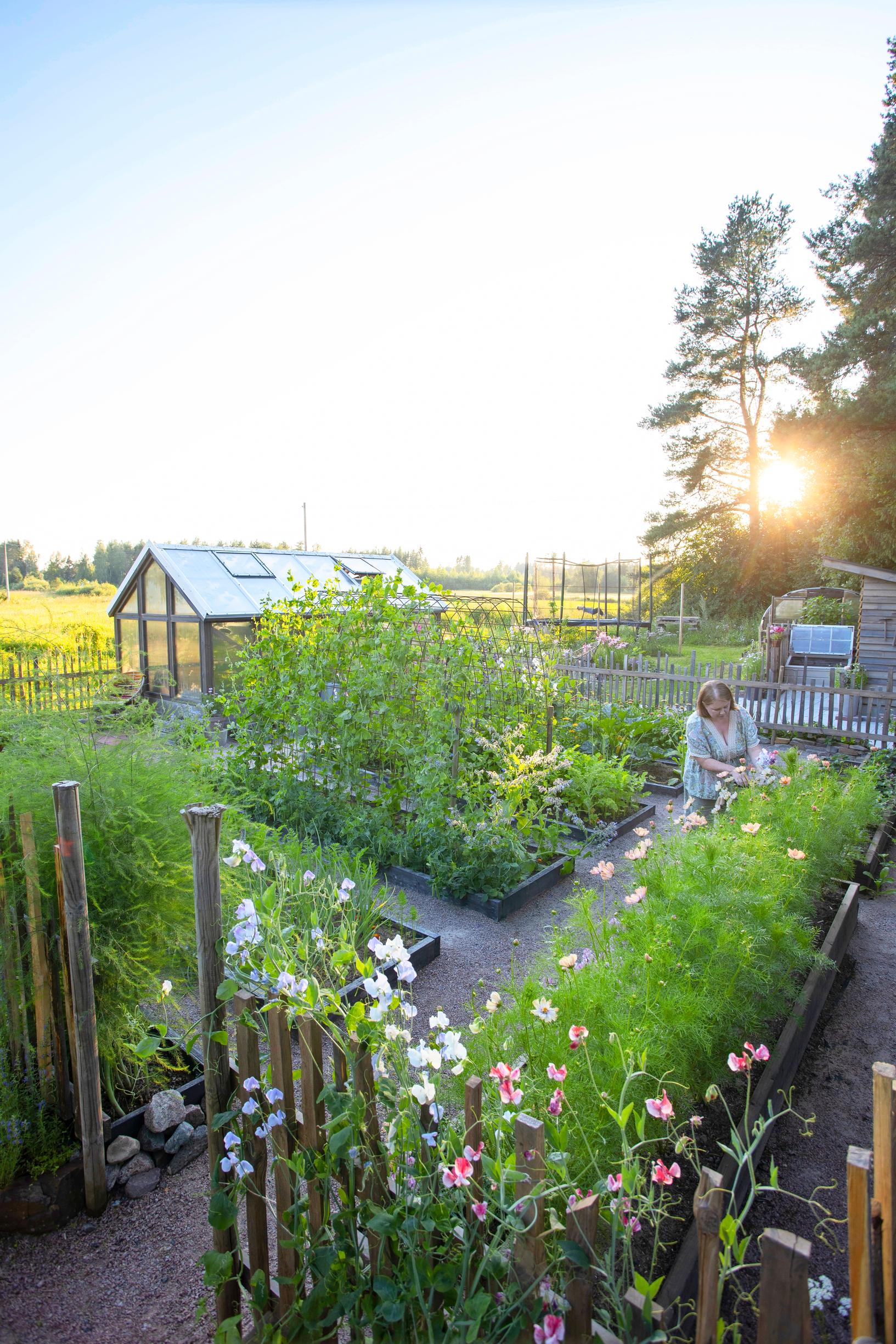 The kitchen garden stands on old farmland.