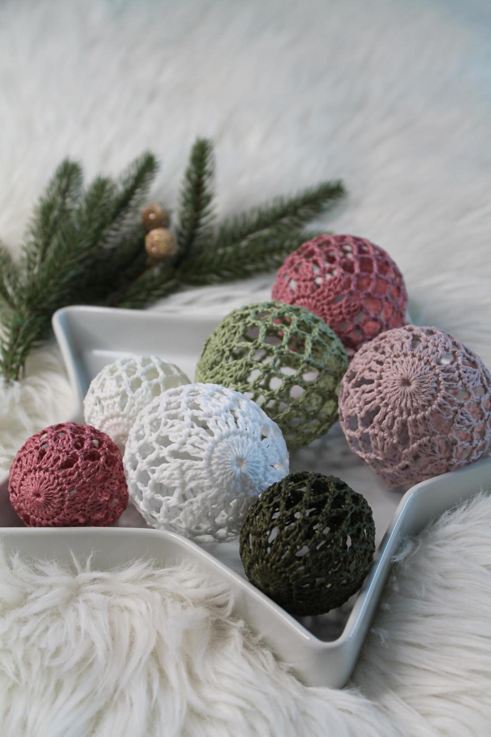 Finished ornaments on a tray.