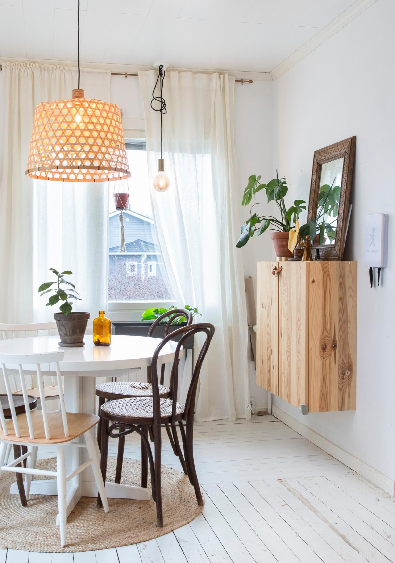 A wooden cabinet mounted on the wall