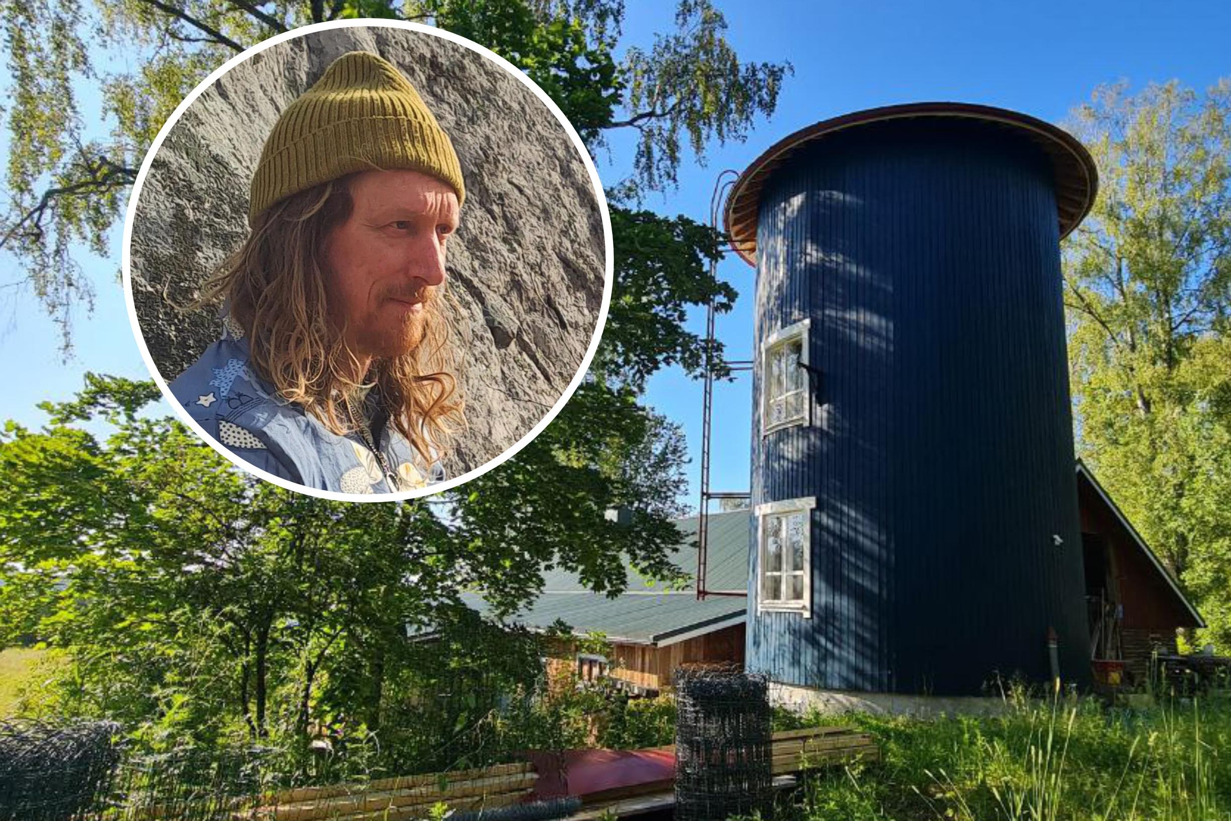 Just like Moominhouse! Niila turned a feed silo into a tower with hidden compartments, zipline, and aerial yoga