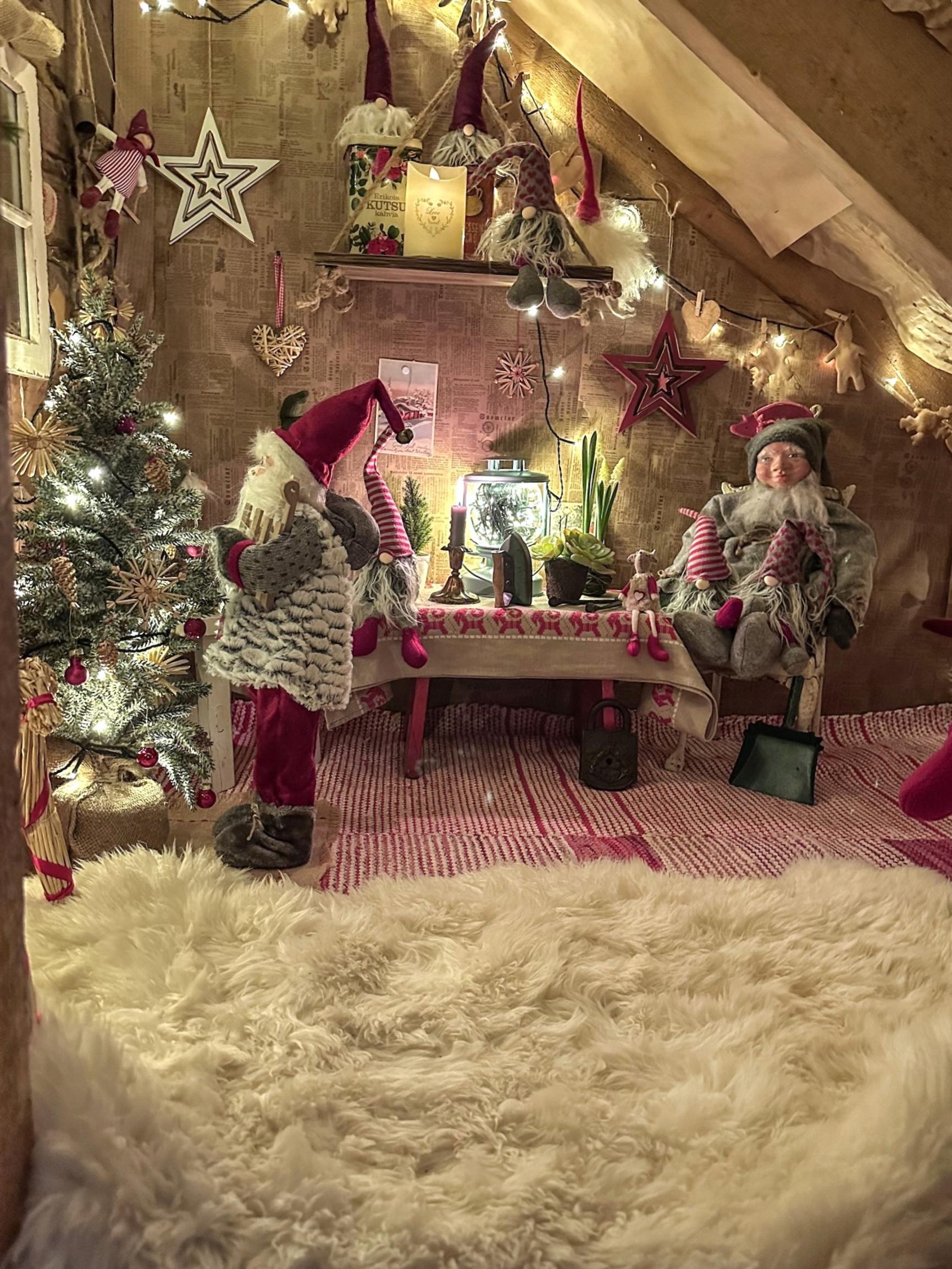 It's fun to reposition the elves within the cottage for different activities.