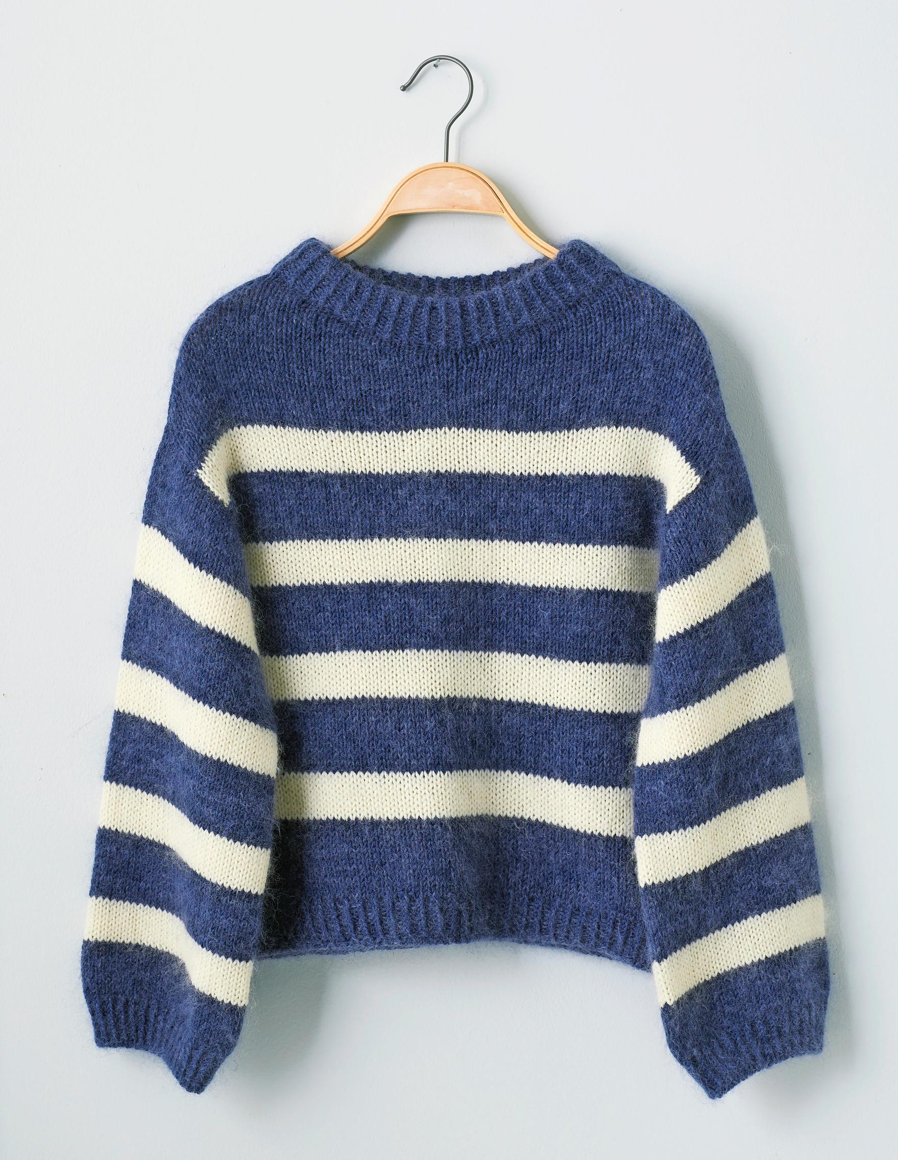 Blue and white striped sweater