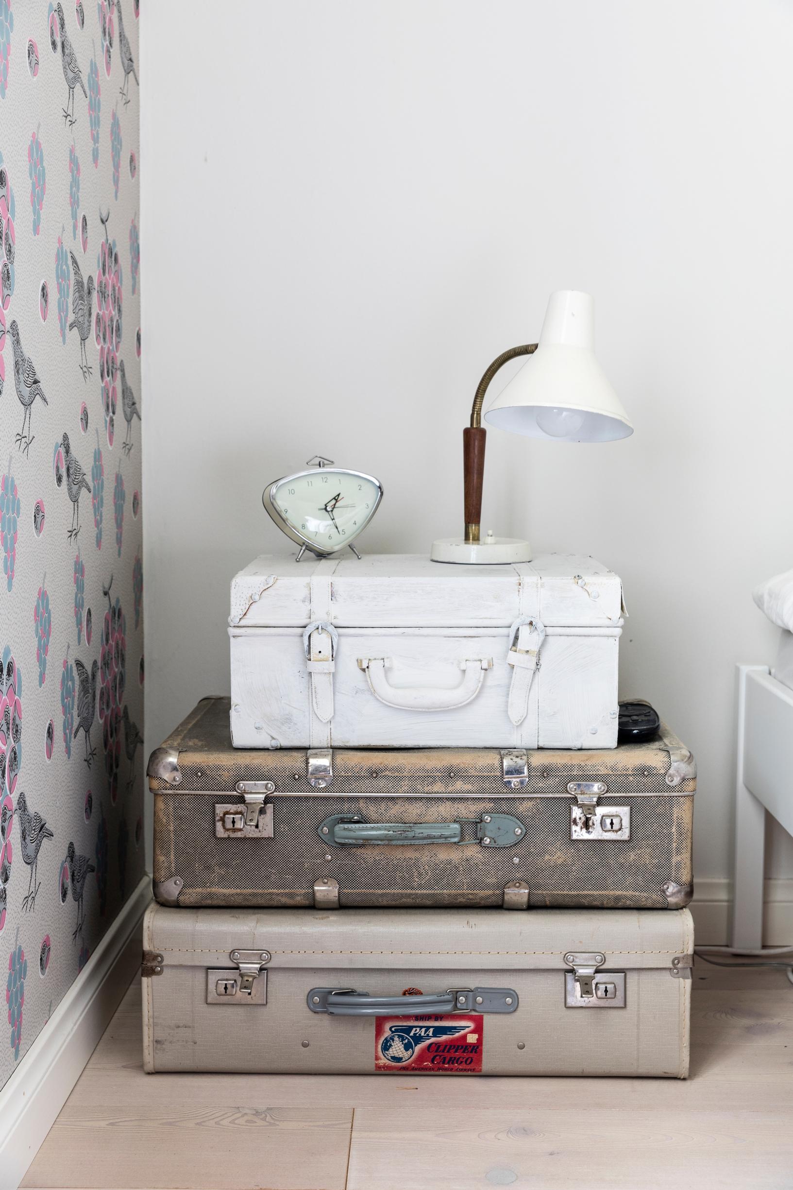 Suitcases stacked up.