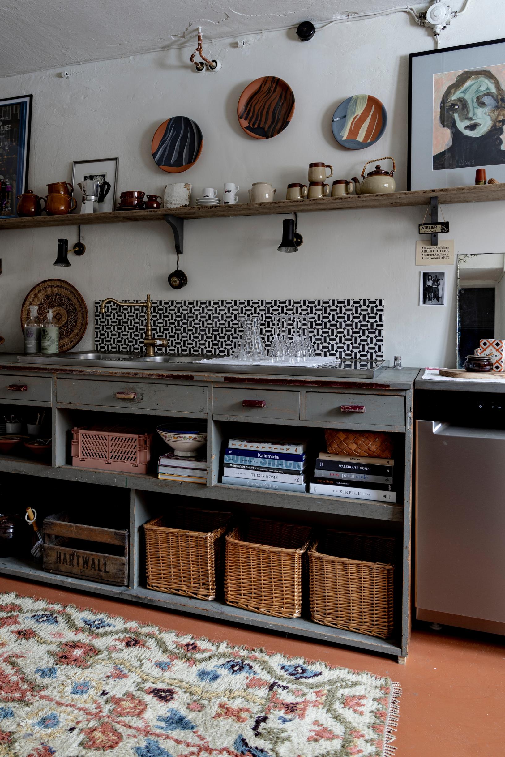 A kitchen refurbished with recycled furnishings