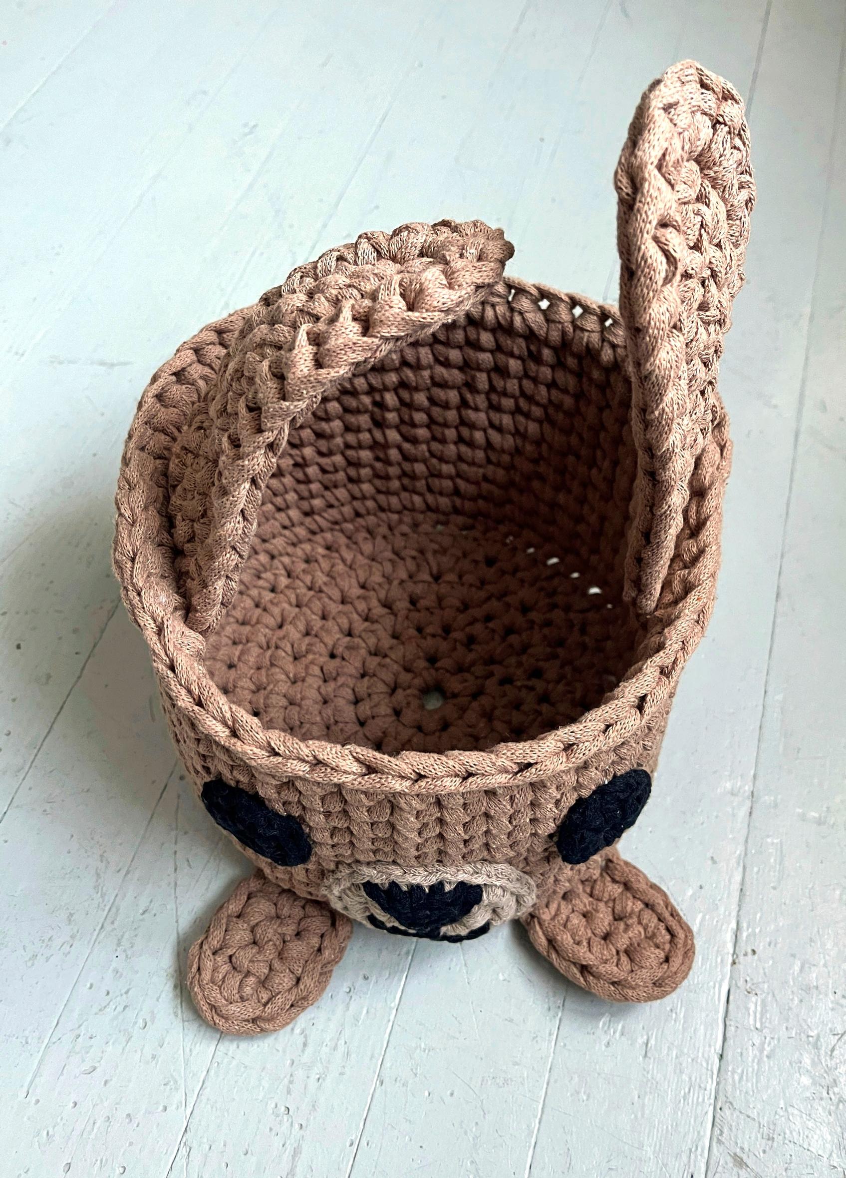 Crocheted dog basket ears and base