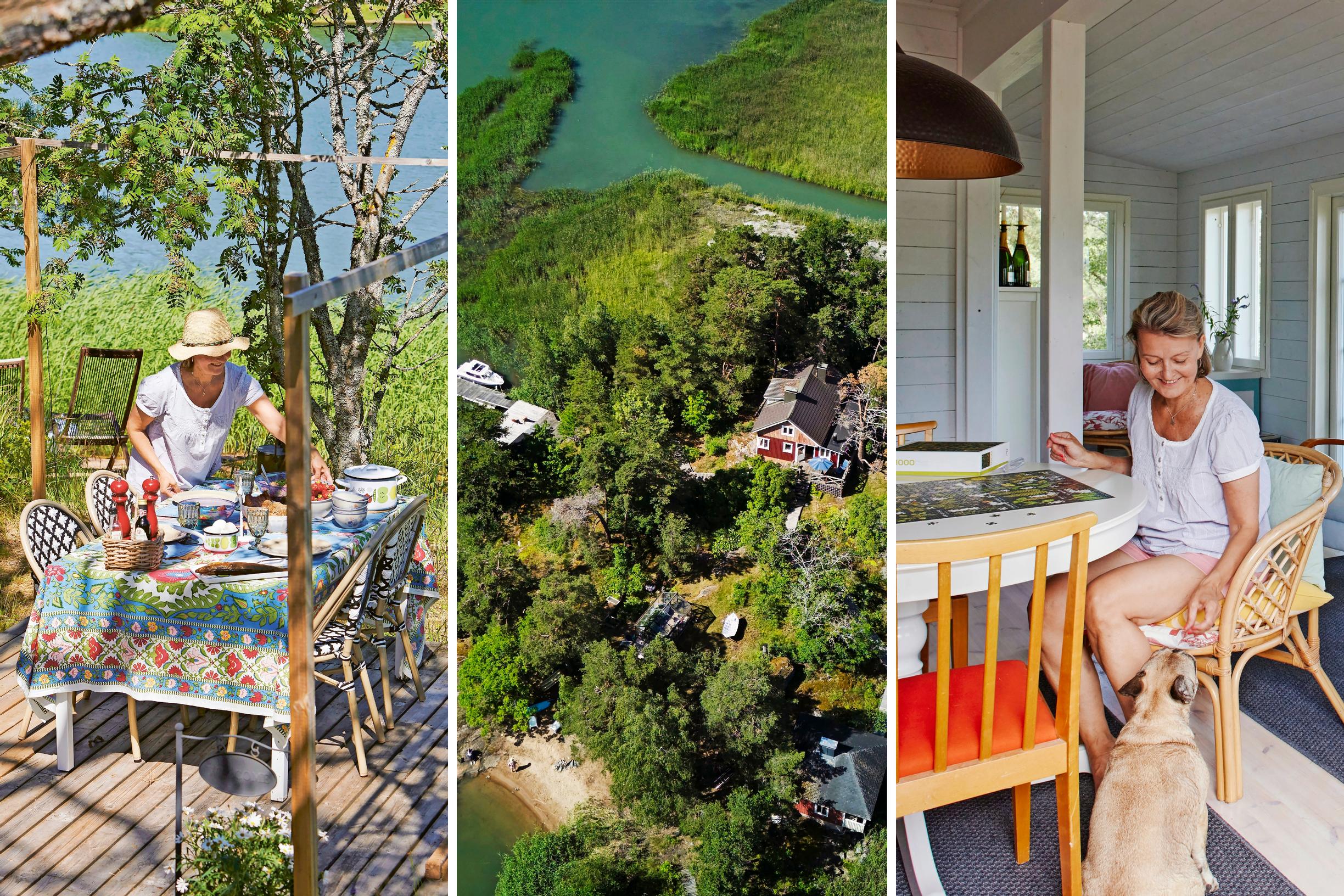 This island cottage is Heli and Alexa the dog’s happy place—“I love stormy weather, when you’re indoors and the fire is crackling”