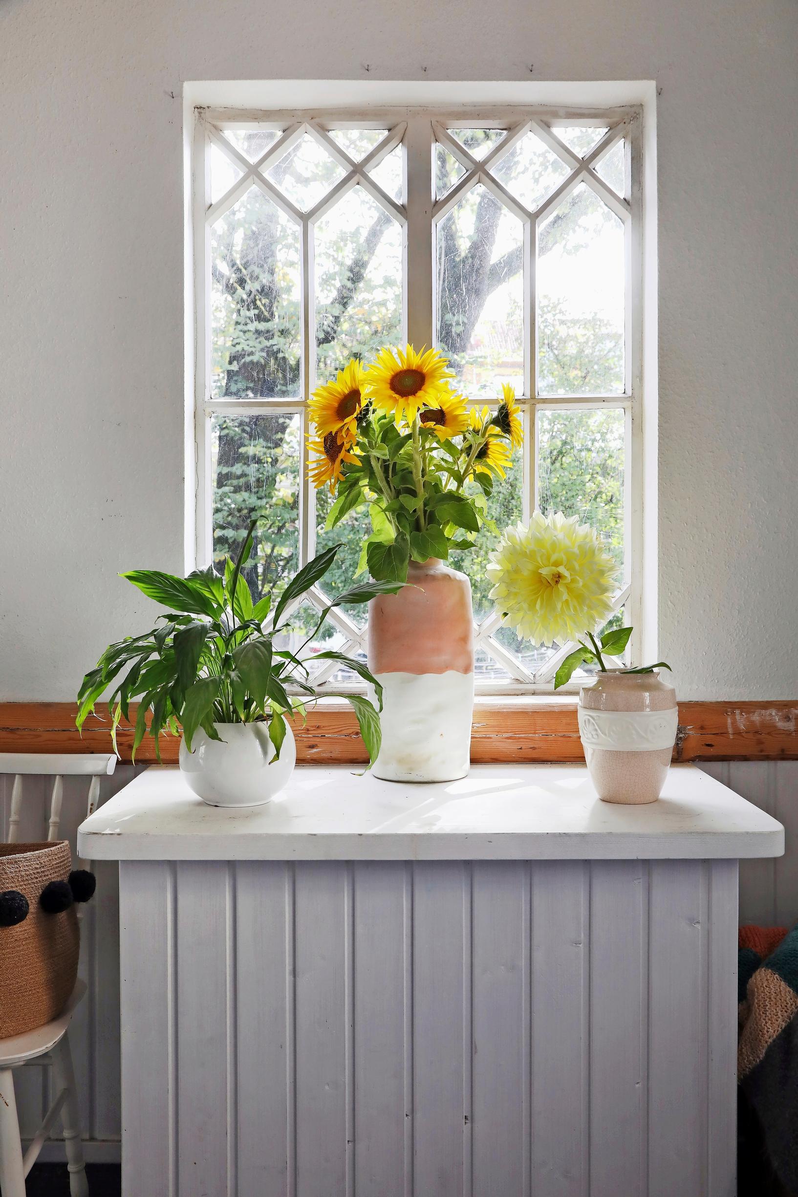 sunflowers on the porch