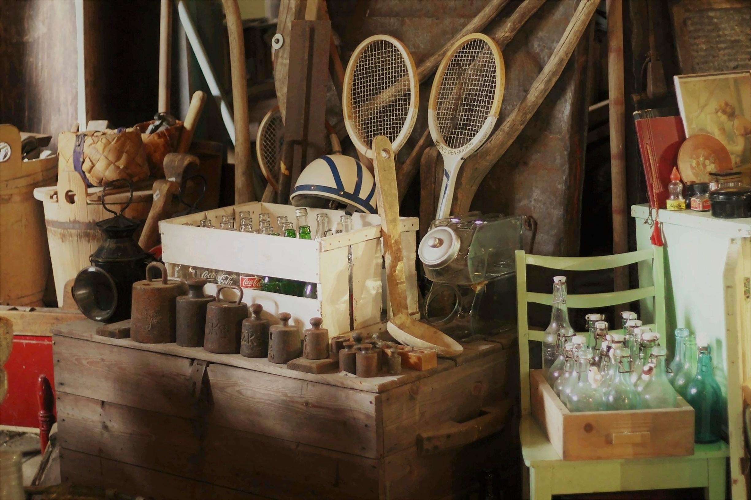 Old items at a flea market