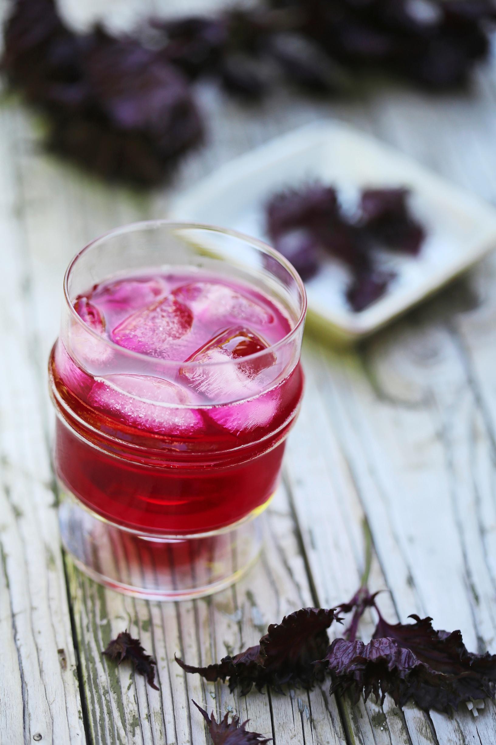 A drink made from red shiso herb