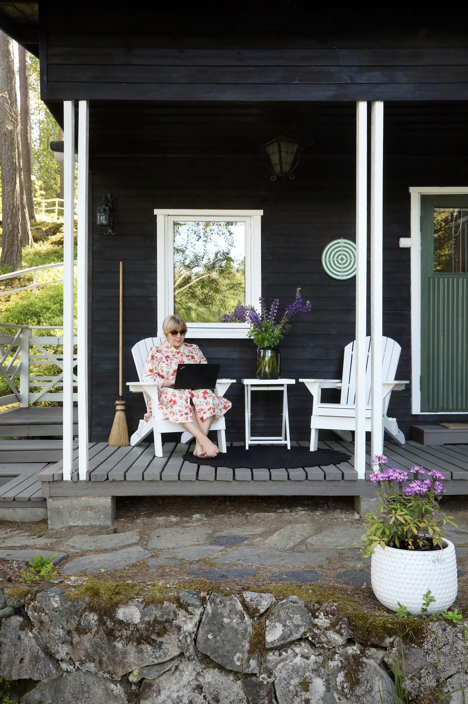 Anna on the cottage terrace