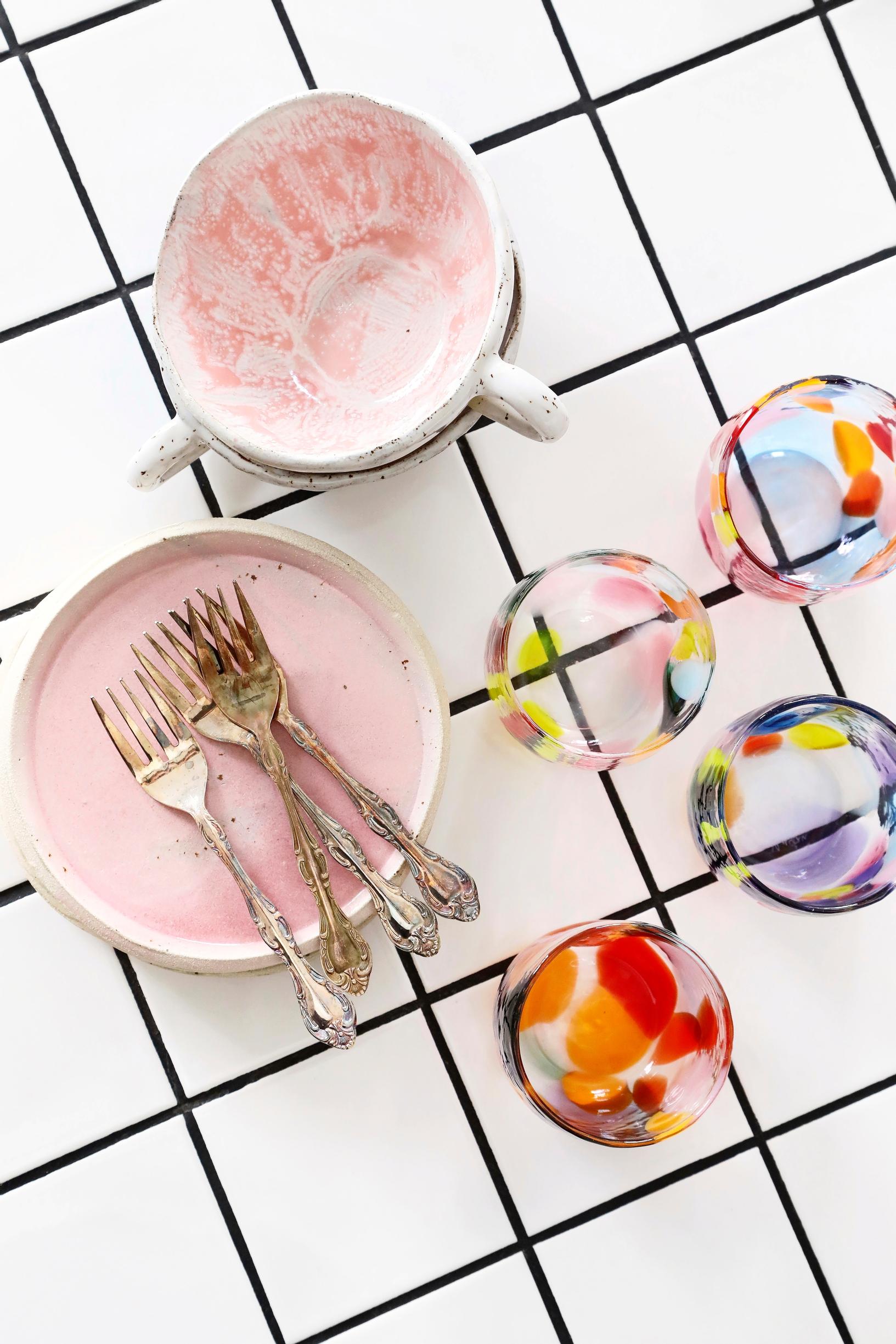 Tile table's dark grout