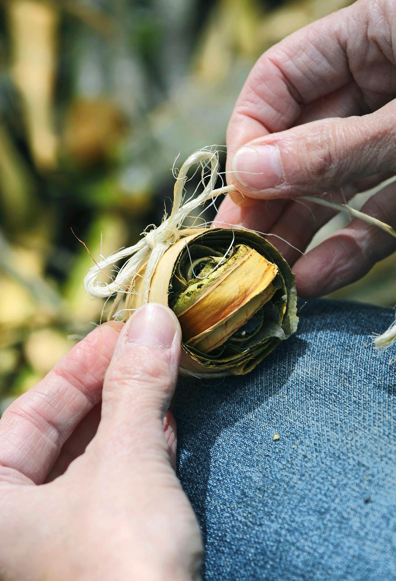 Homemade fire starters: tying fire-starter bundles