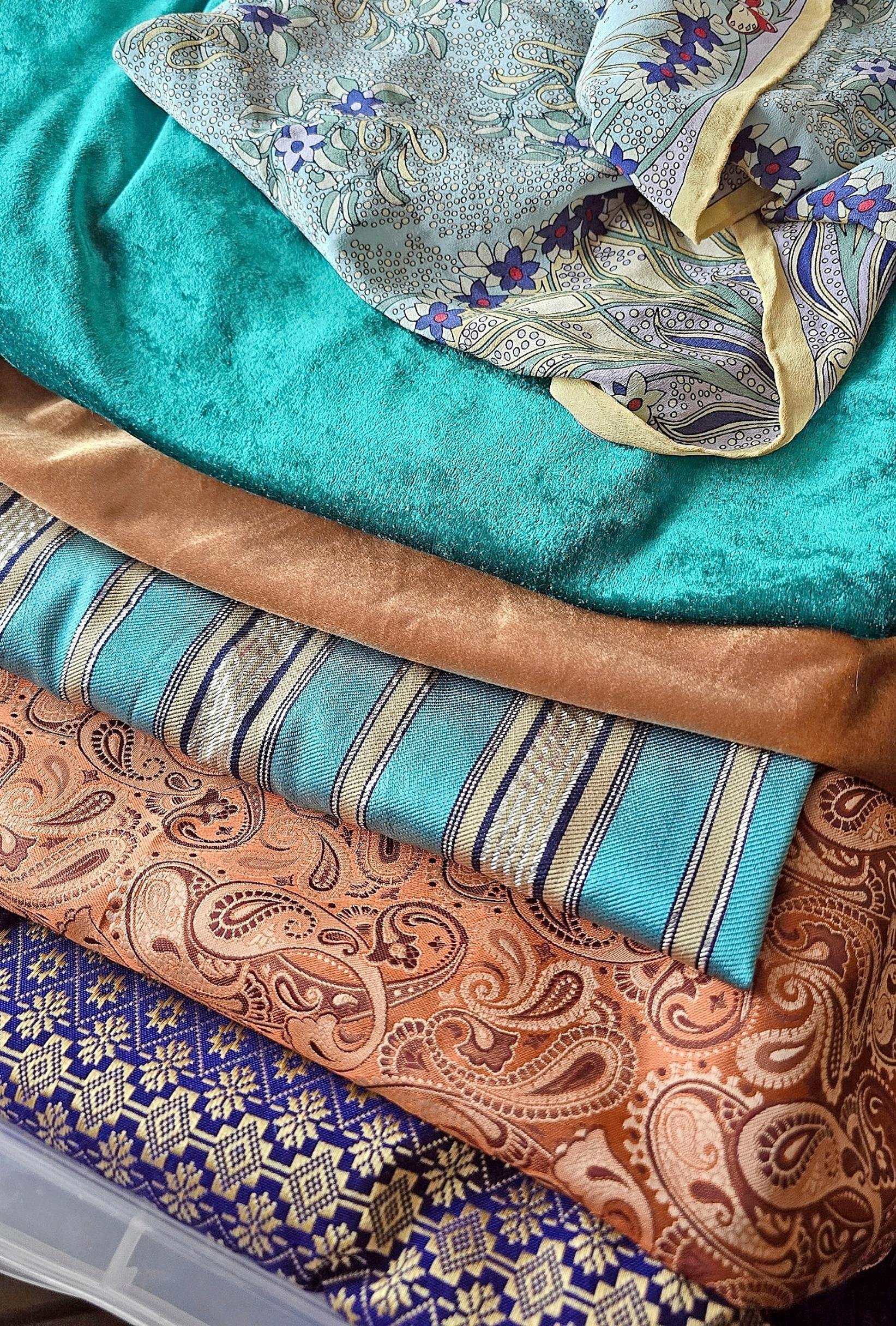 A pile of fabrics.
